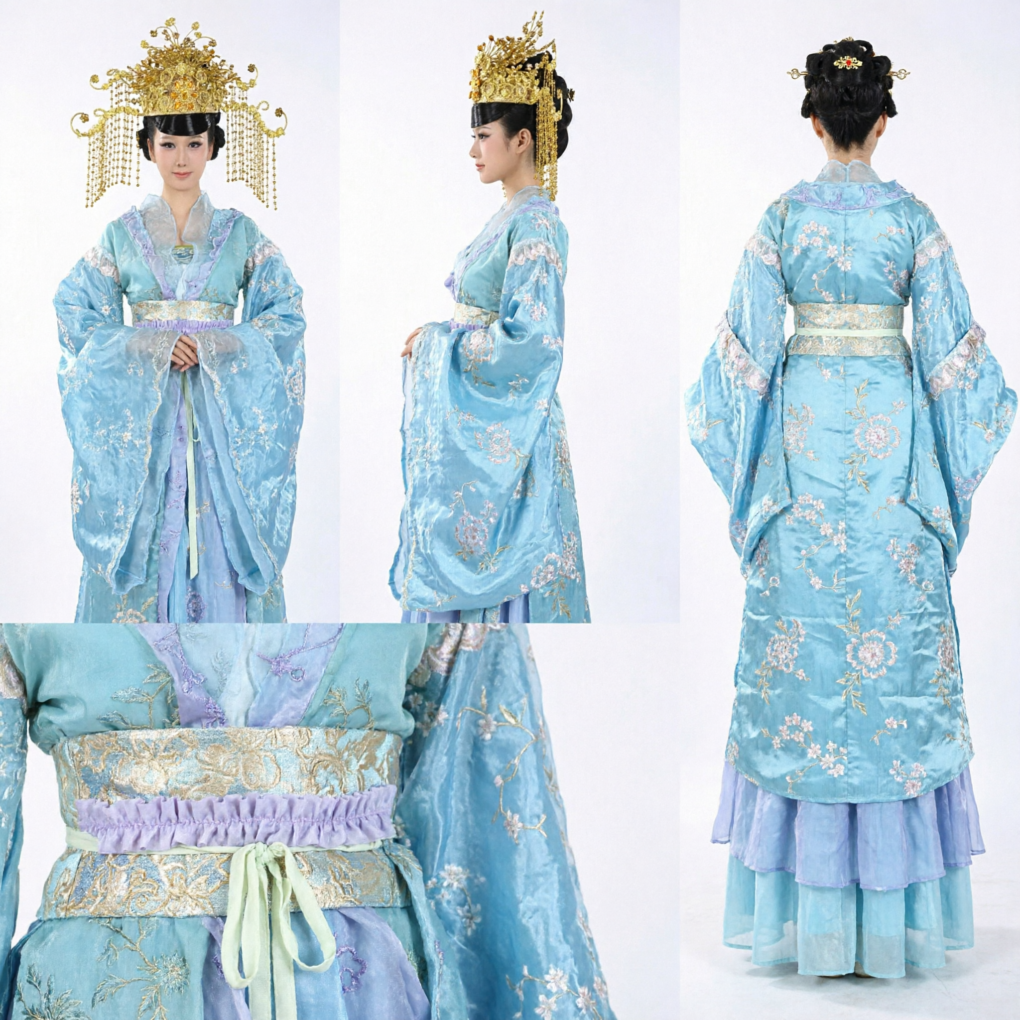 Ancient Chinese Royal Princess Golden Crown Headdress Beaded Tassel Hair Accessory for Hanfu Wedding