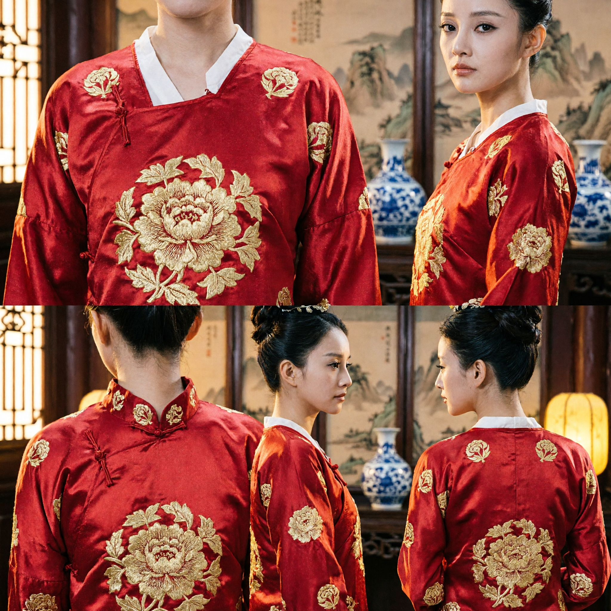 Ancient Chinese Tang Dynasty Hair Accessory Gold Floral Headpiece for Traditional Hanfu Palace Costume Cosplay