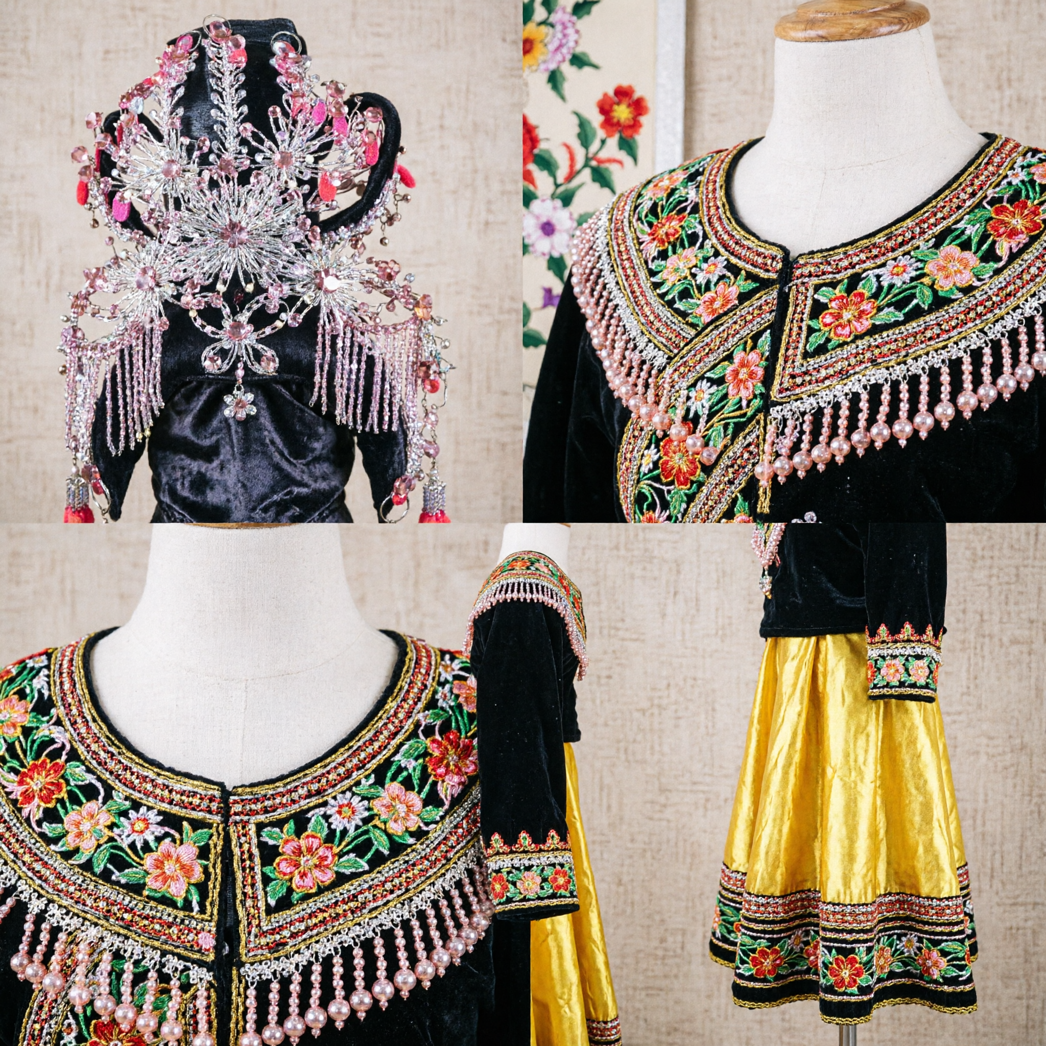 Exquisite Chinese Traditional Opera Headdress Crystal and Pink Bead Crown for Bridal Wedding and Stage Costume