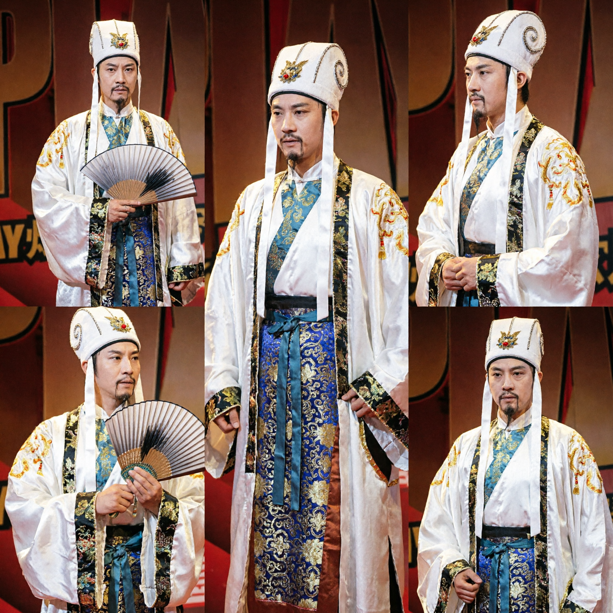 Men's Three Kingdoms Zhuge Liang Cosplay Costume Ancient Chinese Prime Minister White Hanfu Robe Set