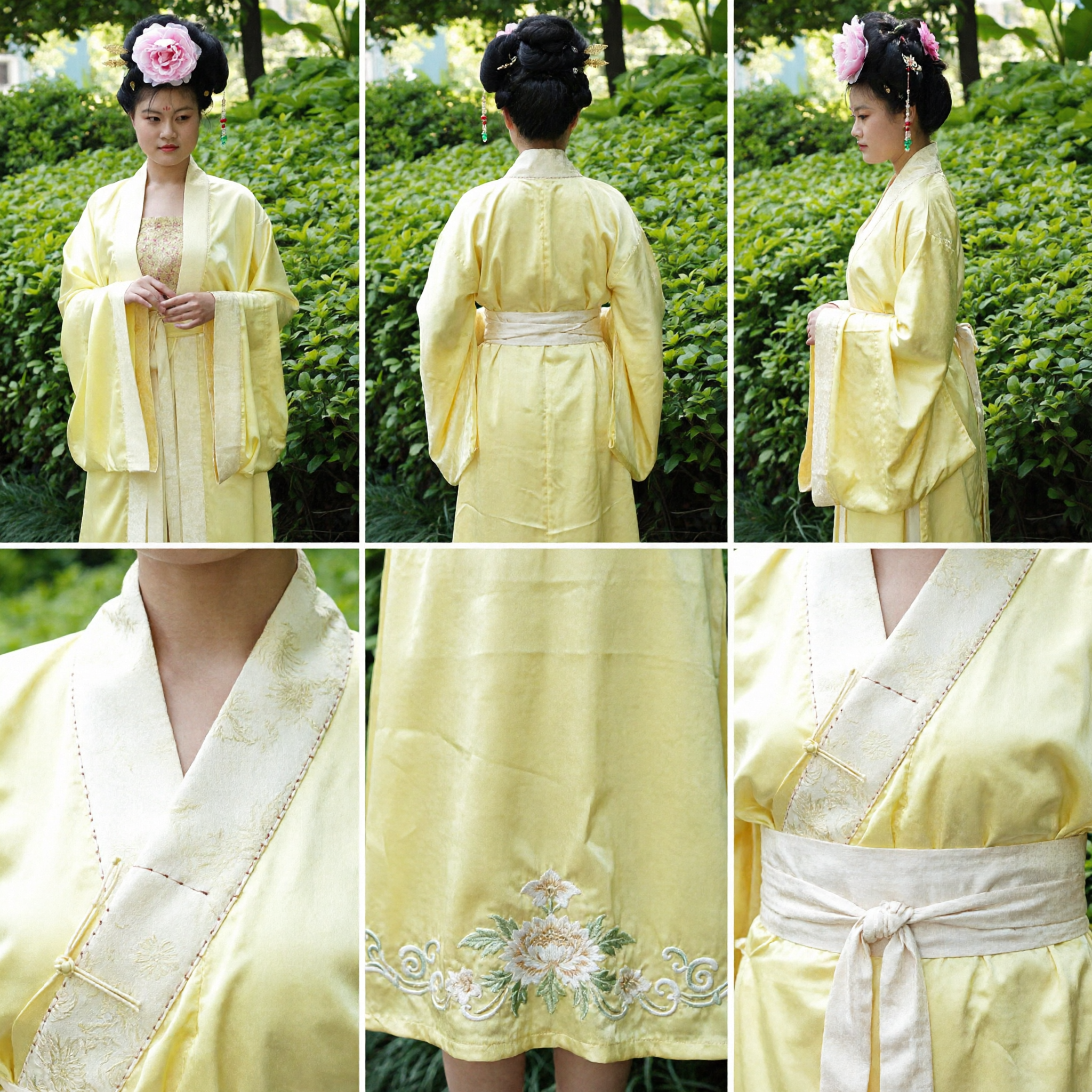 Elegant Pale Yellow Traditional Chinese Hanfu Dress Ancient Tang Dynasty Palace Lady Costume for Women