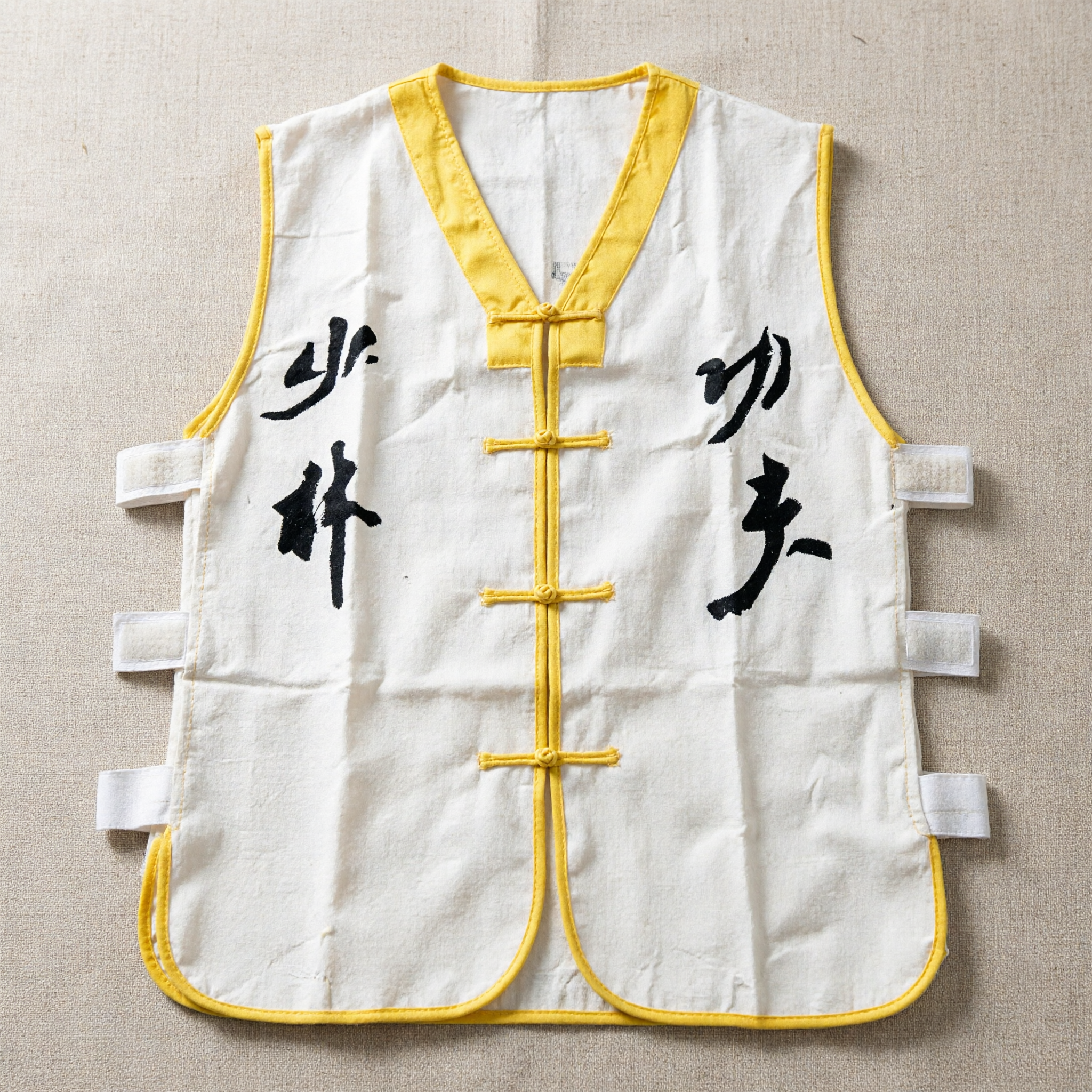 Unisex Traditional Shaolin Kung Fu Hemp Vest White Chinese Martial Arts Uniform Top for Practice