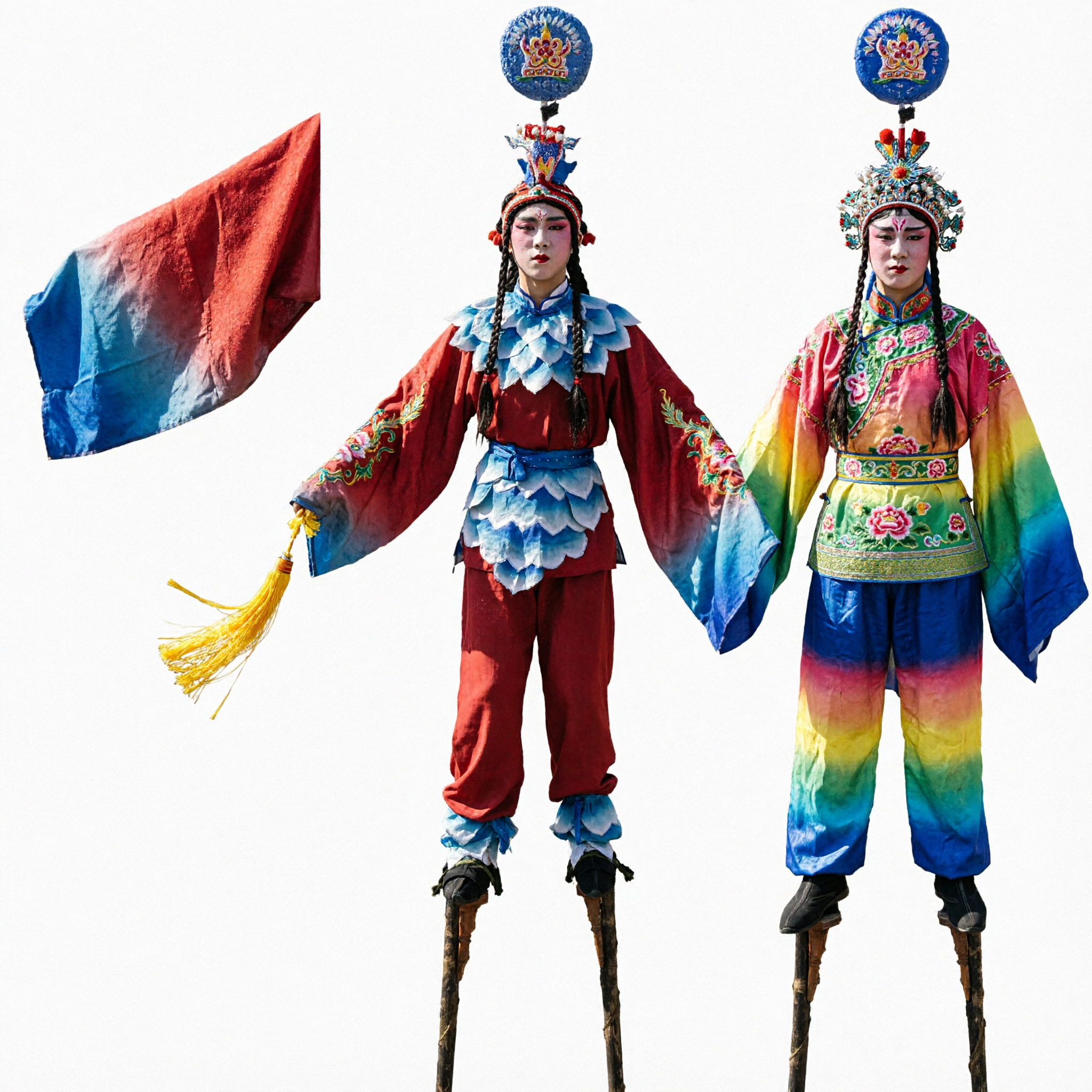 Traditional Chinese Stilt Walker Costume Dragon Scale Opera Style for Adult Street Parade Festival Performance