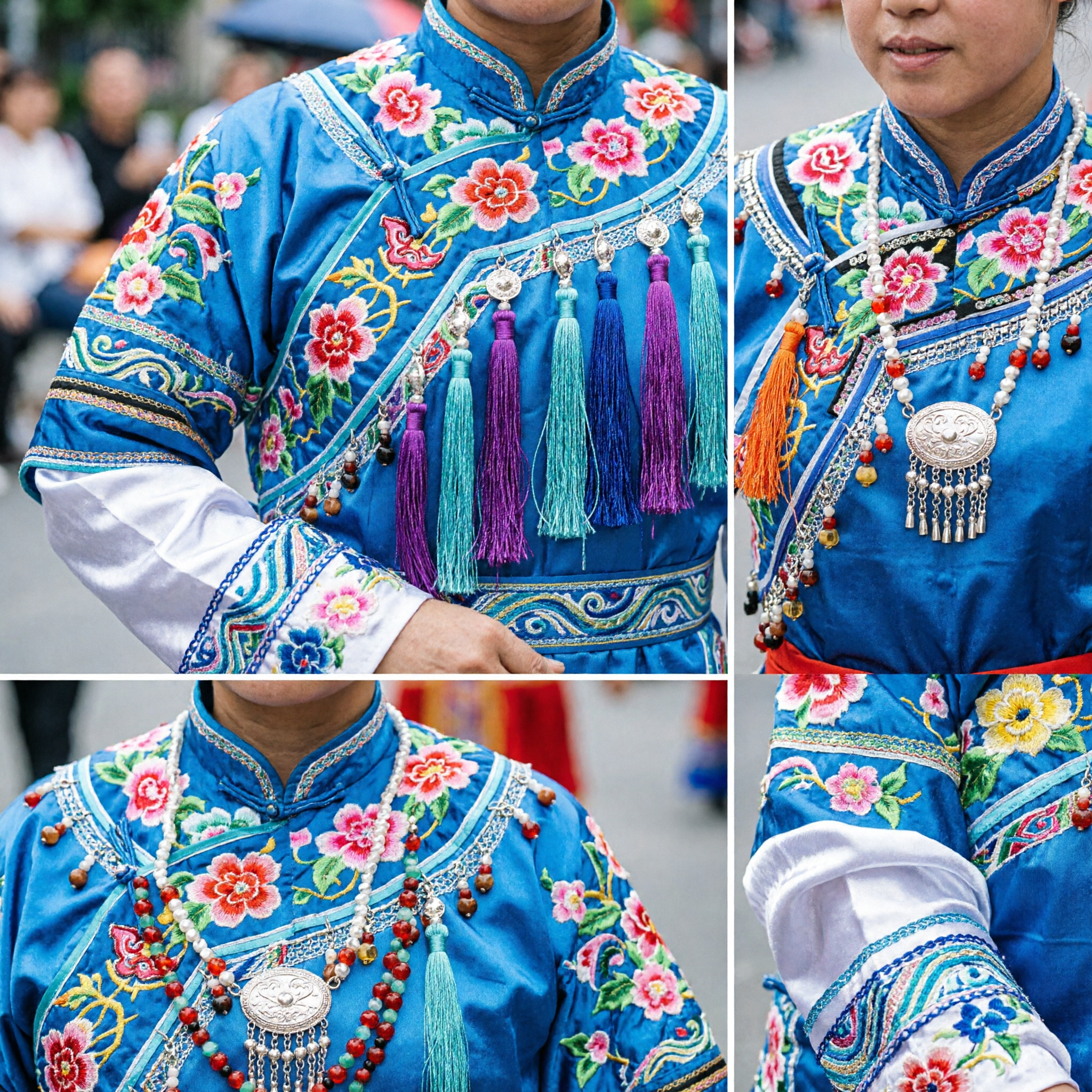 Traditional Chinese Folk Dance Horse Dance Costume Blue Dragon Robe Opera Style Performance Wear for Adults