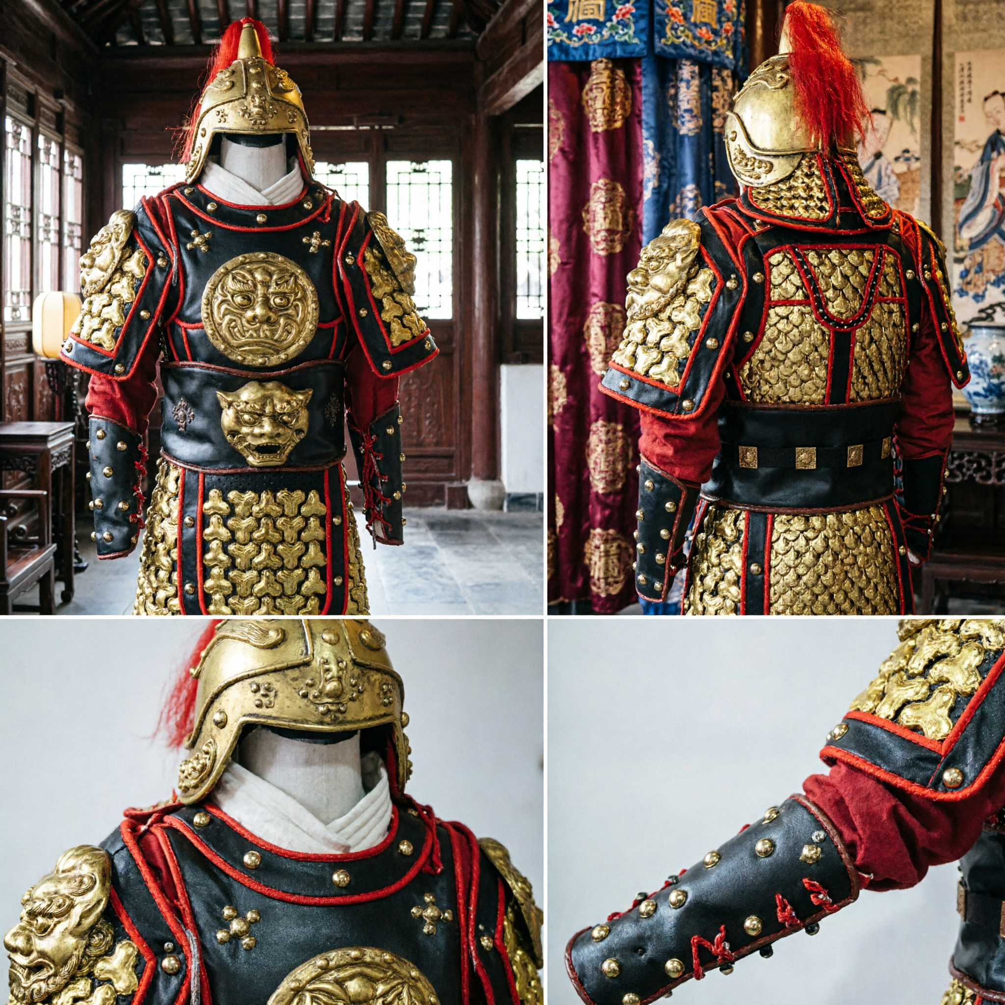 Traditional Chinese General Armor Costume Ming Dynasty Warrior Suit for Men Cosplay Stage Performance