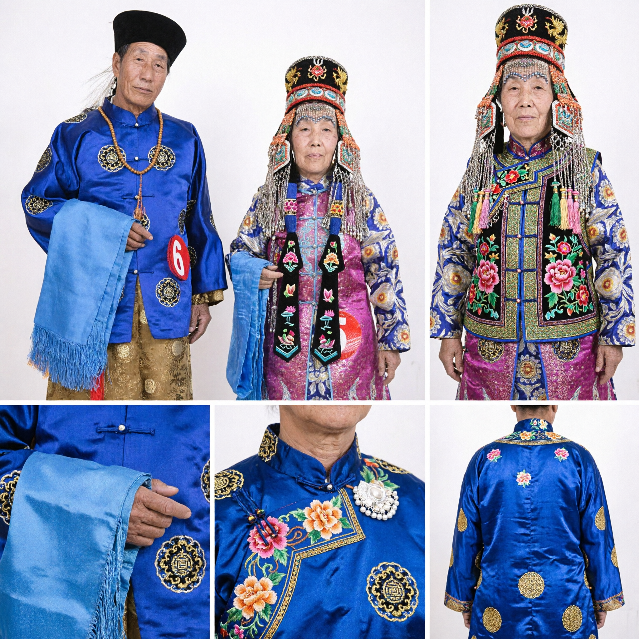 Traditional Mongolian Ethnic Wedding Costume Set for Men and Women Cultural Dance Performance Clothing
