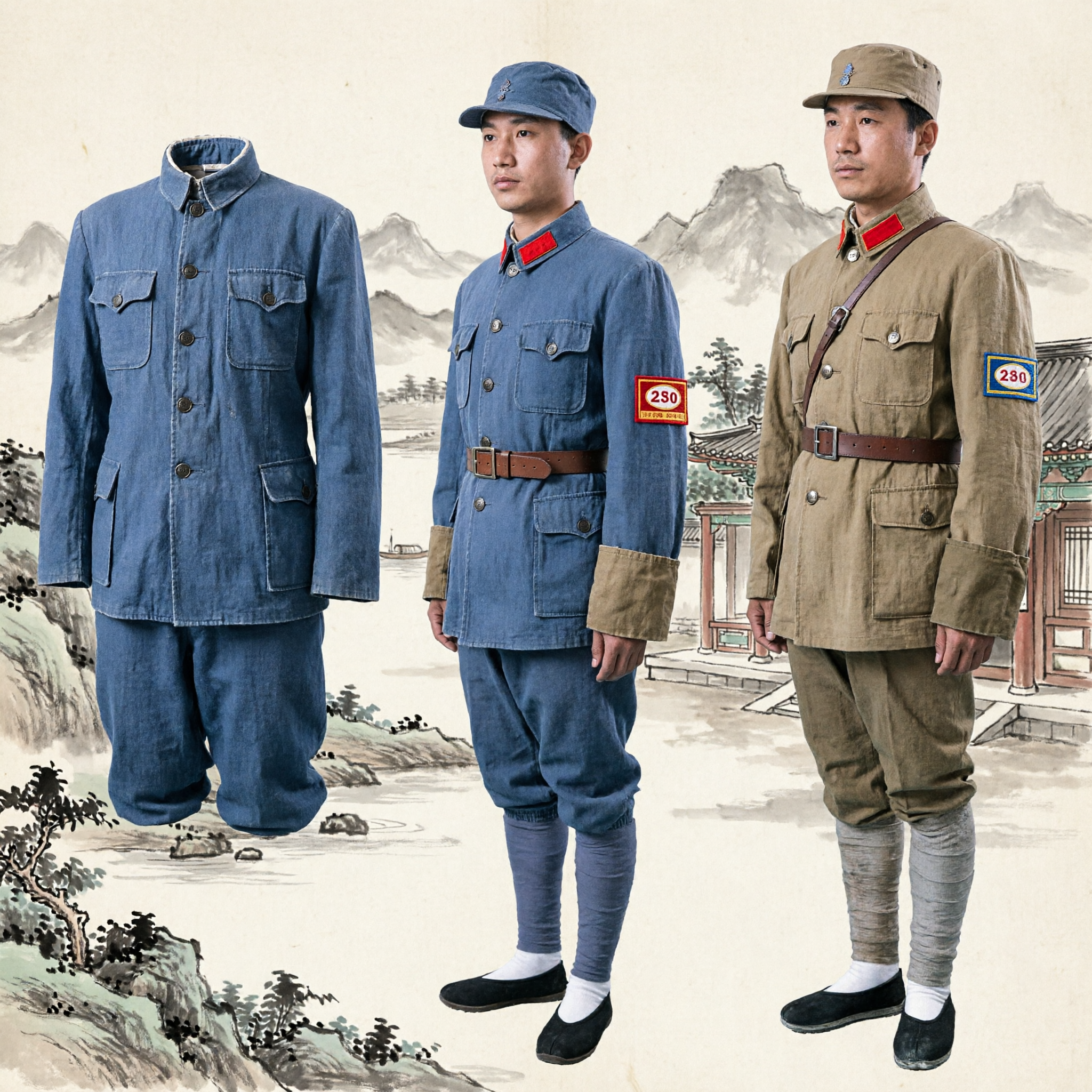 Men's Historical Chinese Eighth Route Army Uniform WWII Military Costume for Stage Performance and Reenactment