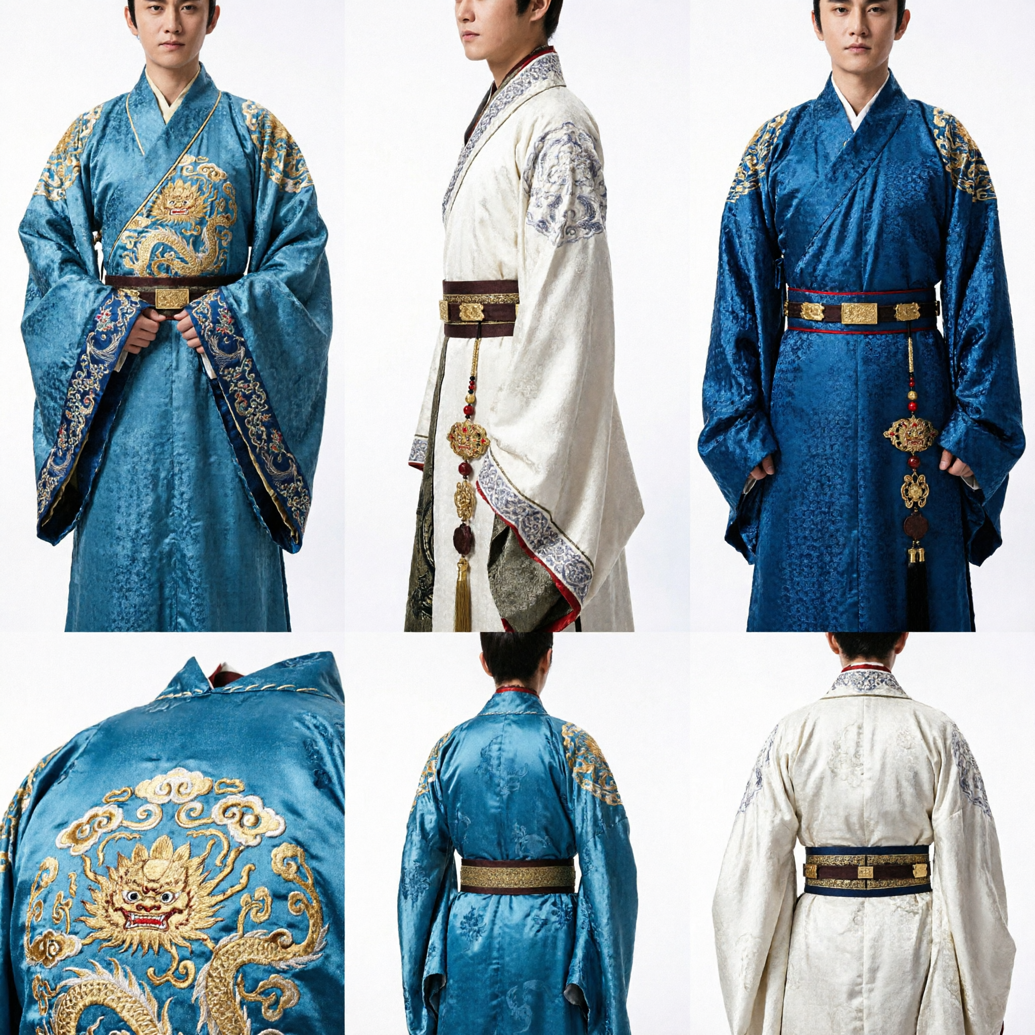 Men's Ancient Chinese Hanfu Traditional Clothing Historical Drama Cosplay Costume Noble Robe Set for Performance