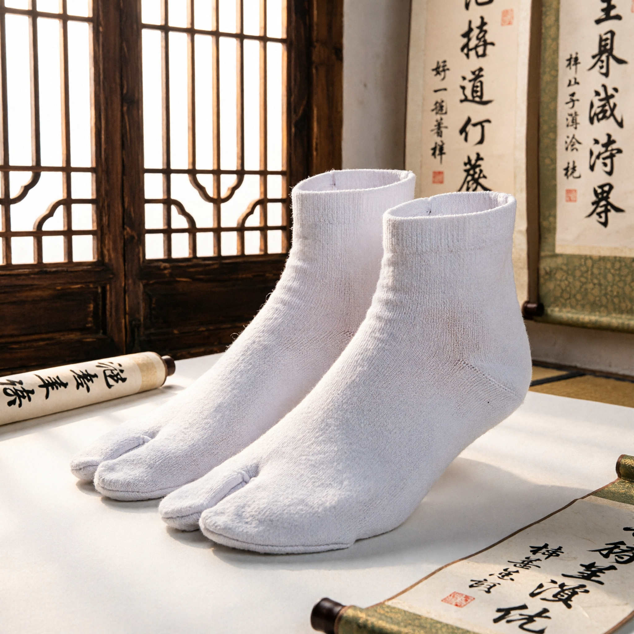 Traditional Chinese White Cotton Ankle Socks Breathable Hanfu Accessories for Men Women Martial Arts Wear