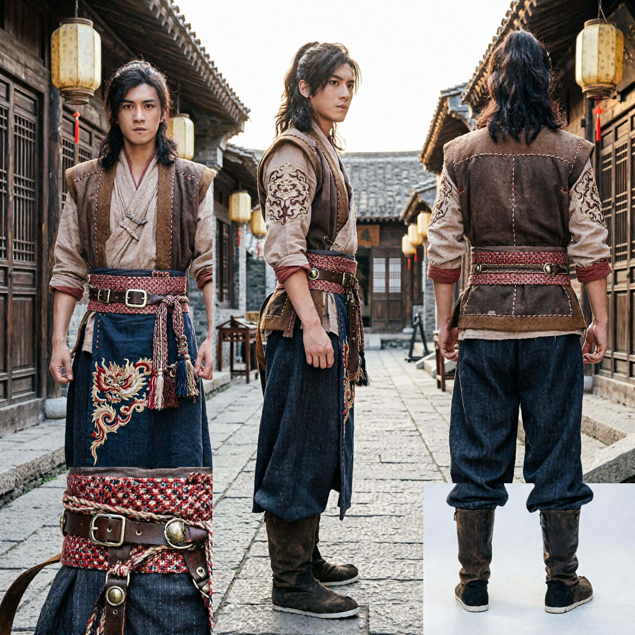 Men's Ancient Chinese Wuxia Swordsman Costume Traditional Martial Arts Knight Errant Cosplay Outfit