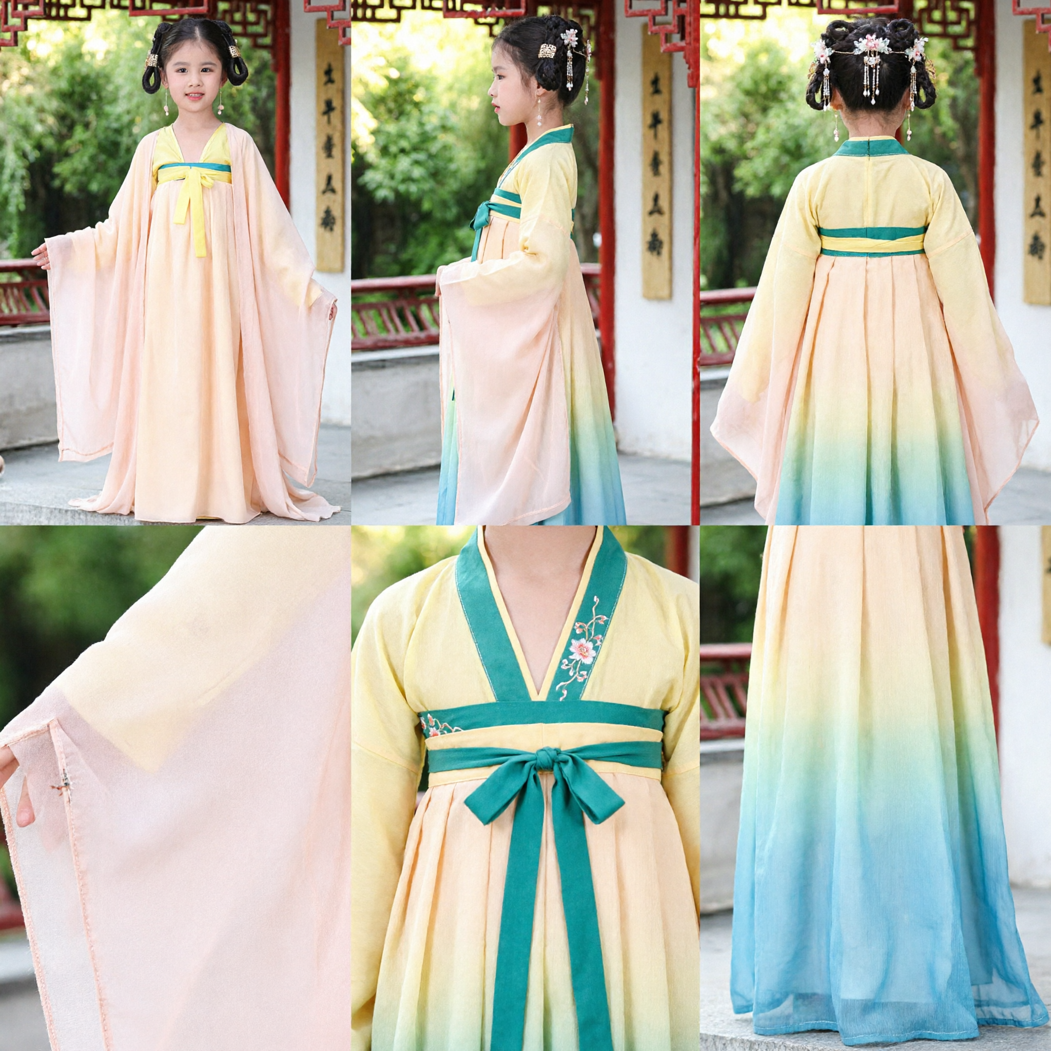 Ancient Chinese Tang Dynasty Hanfu Princess Dress Traditional Fairy Costume for Kids Girls