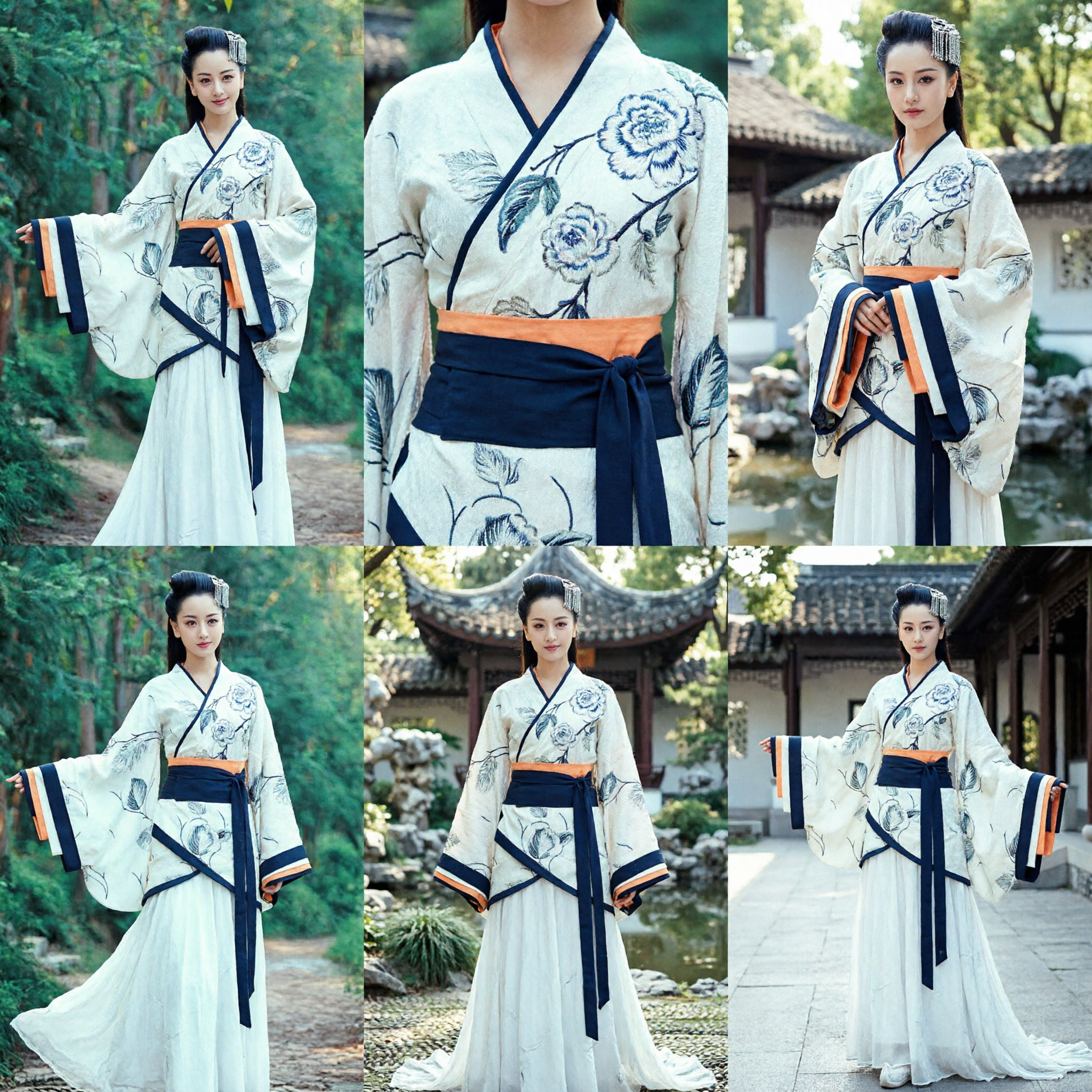 Elegant White Traditional Chinese Hanfu Ancient Costume with Feather Print for Women Historical Cosplay and Performance