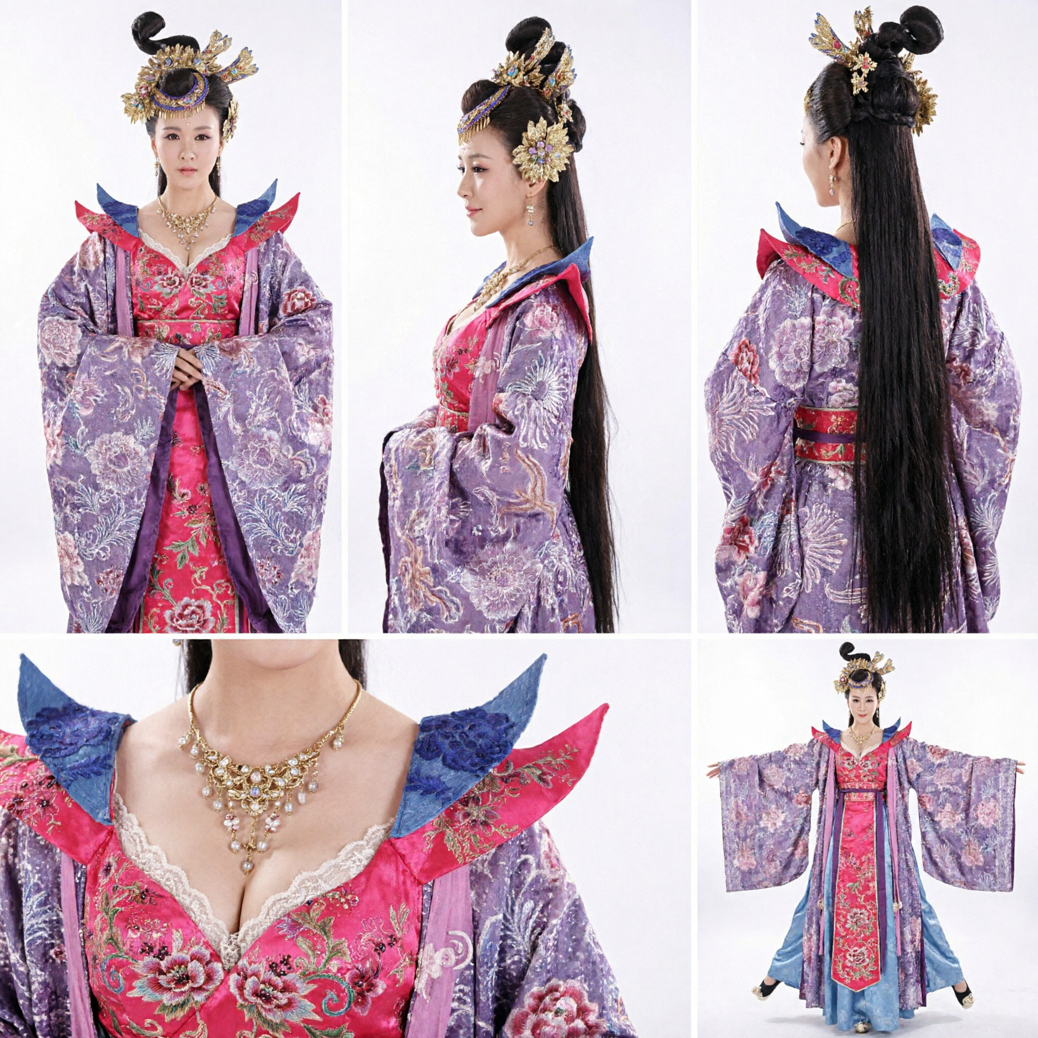 Ancient Chinese Traditional Palace Empress Hair Accessories Gold Phoenix Crown Headpiece Hanfu Costume Jewelry for Women