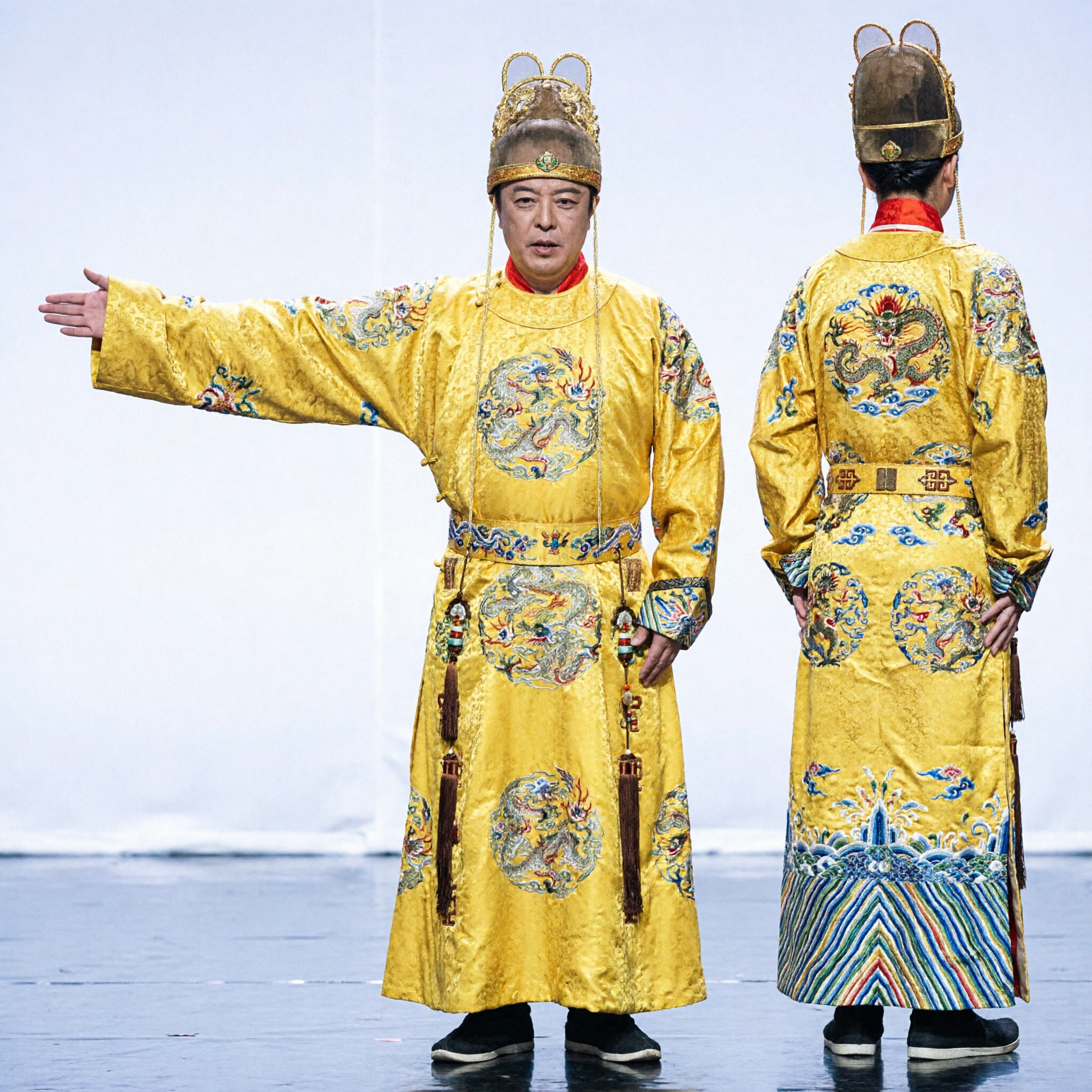 Traditional Chinese Emperor Costume Yellow Dragon Robe Tang Dynasty Historical Clothing for Men Stage Performance