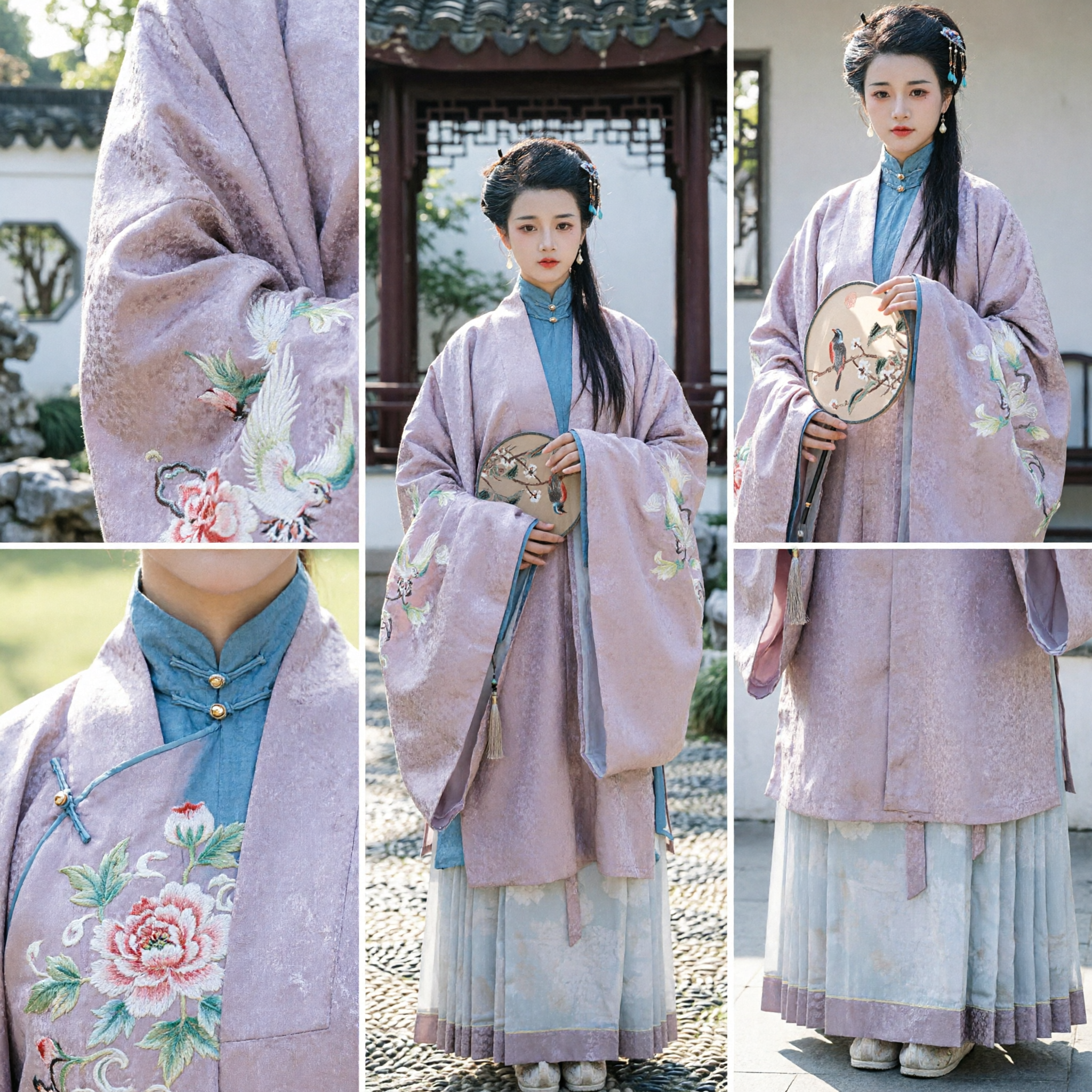 Elegant Purple Hanfu Traditional Chinese Ancient Costume for Women Complete Embroidered Robe and Skirt Set for Cosplay