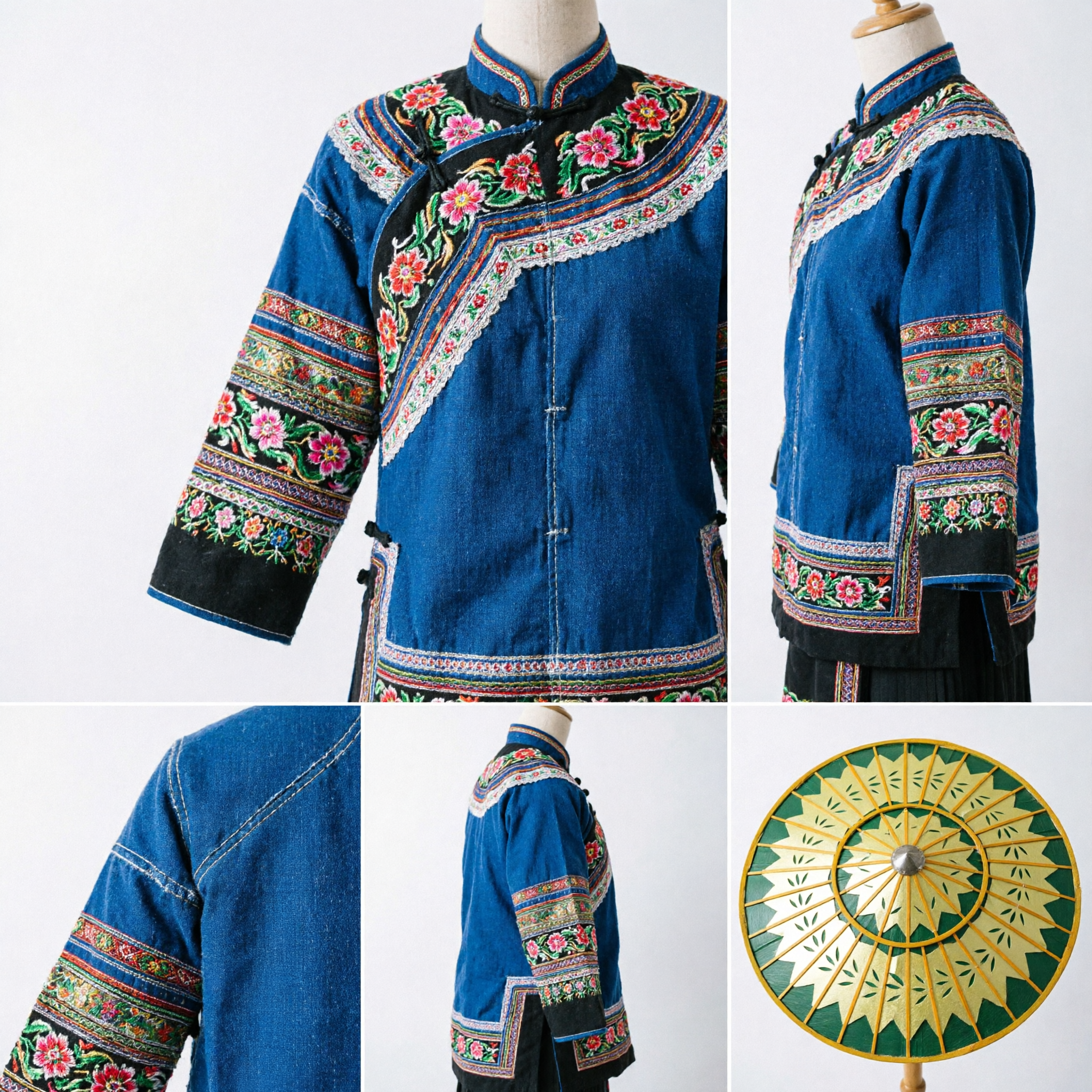 Traditional Chinese Green Bamboo Conical Hat for Folk Dance Theater Costume and Cultural Performance Prop