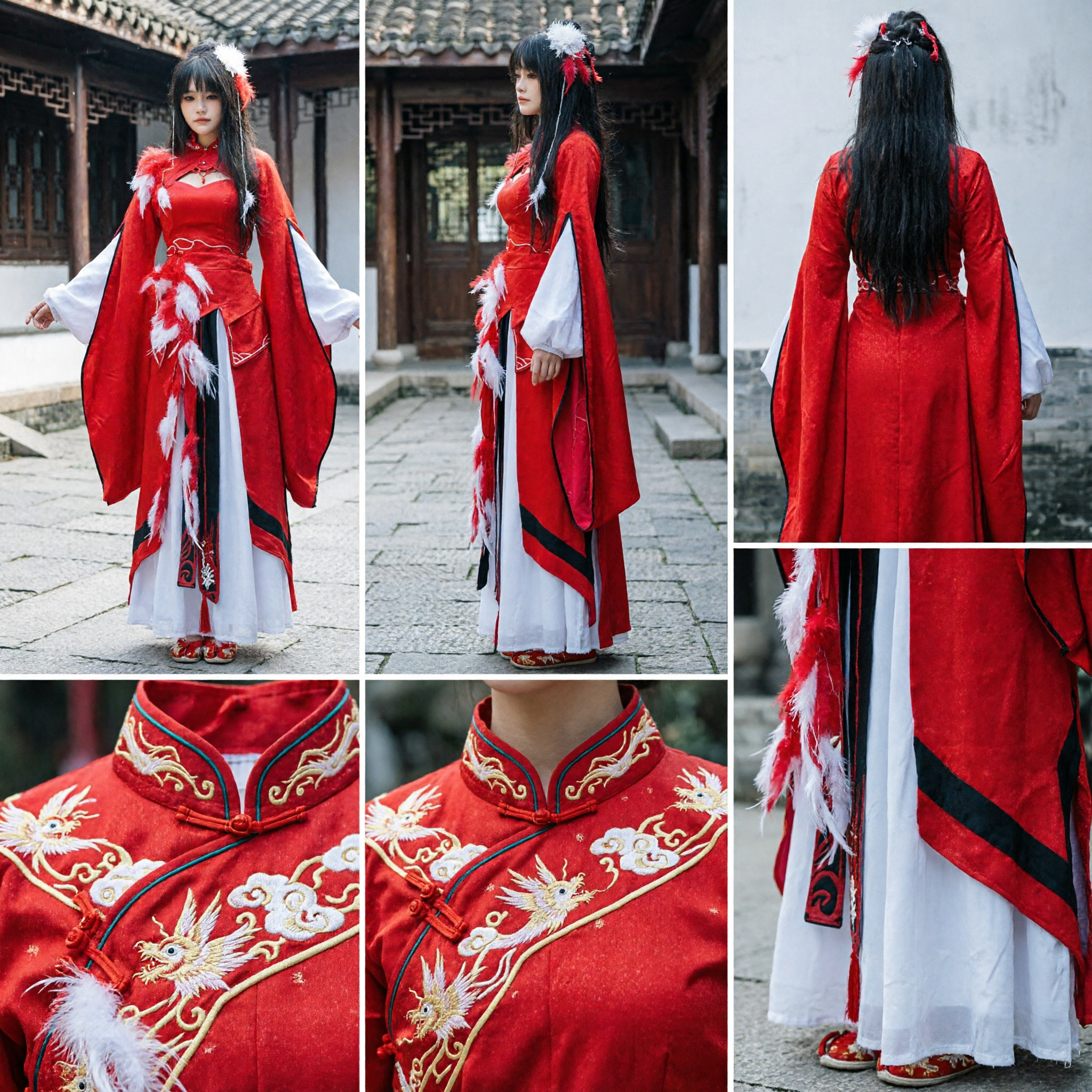 Ancient Chinese Red Hanfu Swordswoman Costume Traditional Wuxia Archer Dress for Women Cosplay Performance