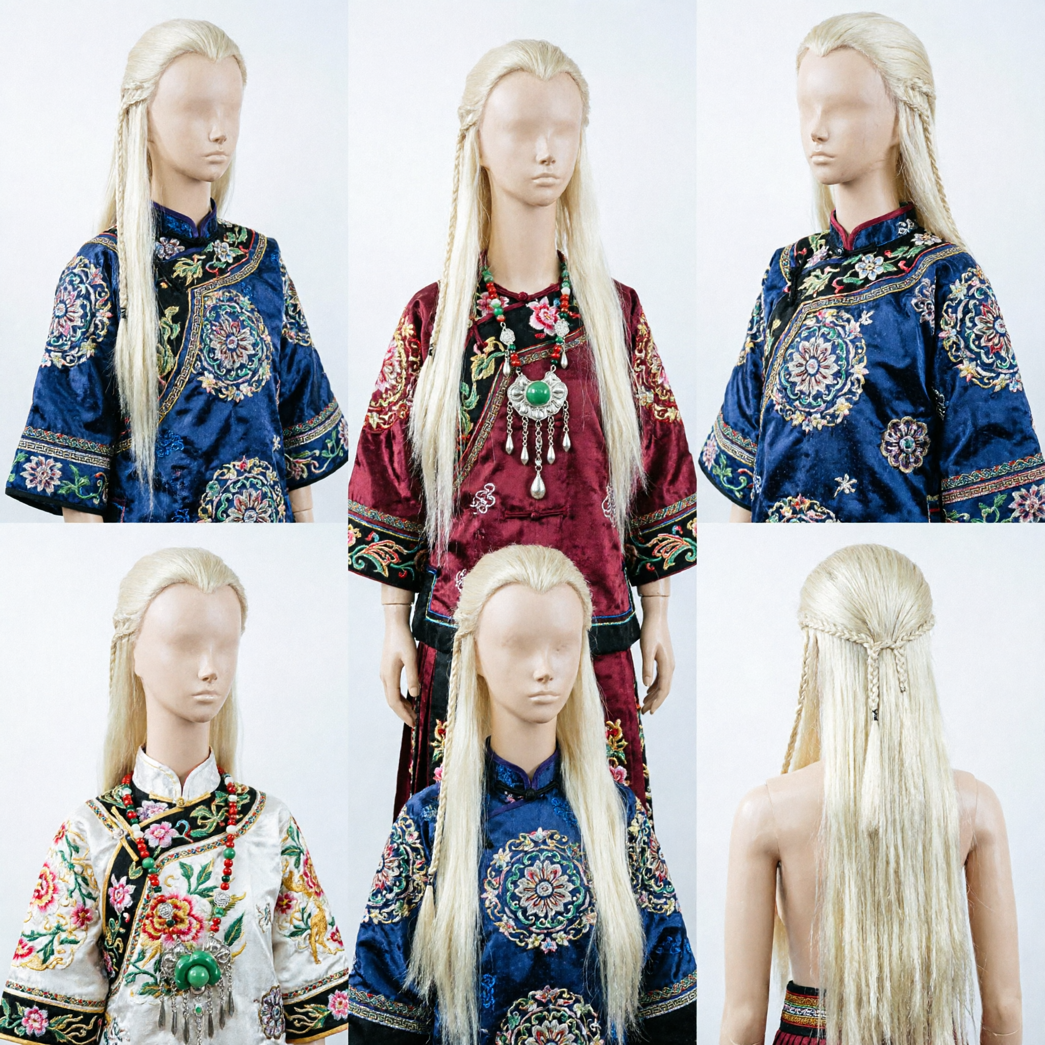 Long Straight Platinum Blonde Wig with Side Braid for Fantasy Elf Cosplay and Parties