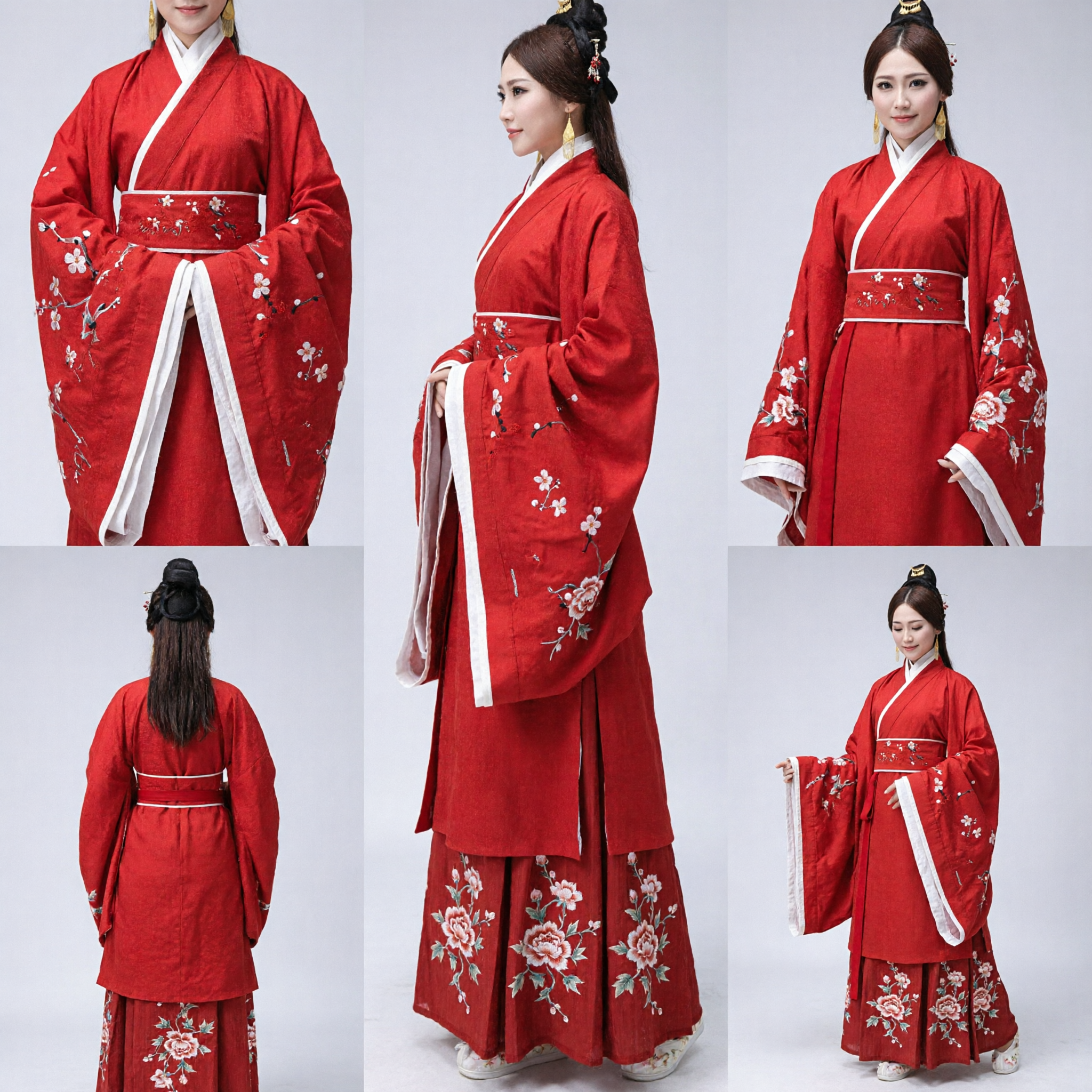 Traditional Chinese Hanfu Red Ancient Costume Han Dynasty Embroidered Robe for Women Wedding Performance
