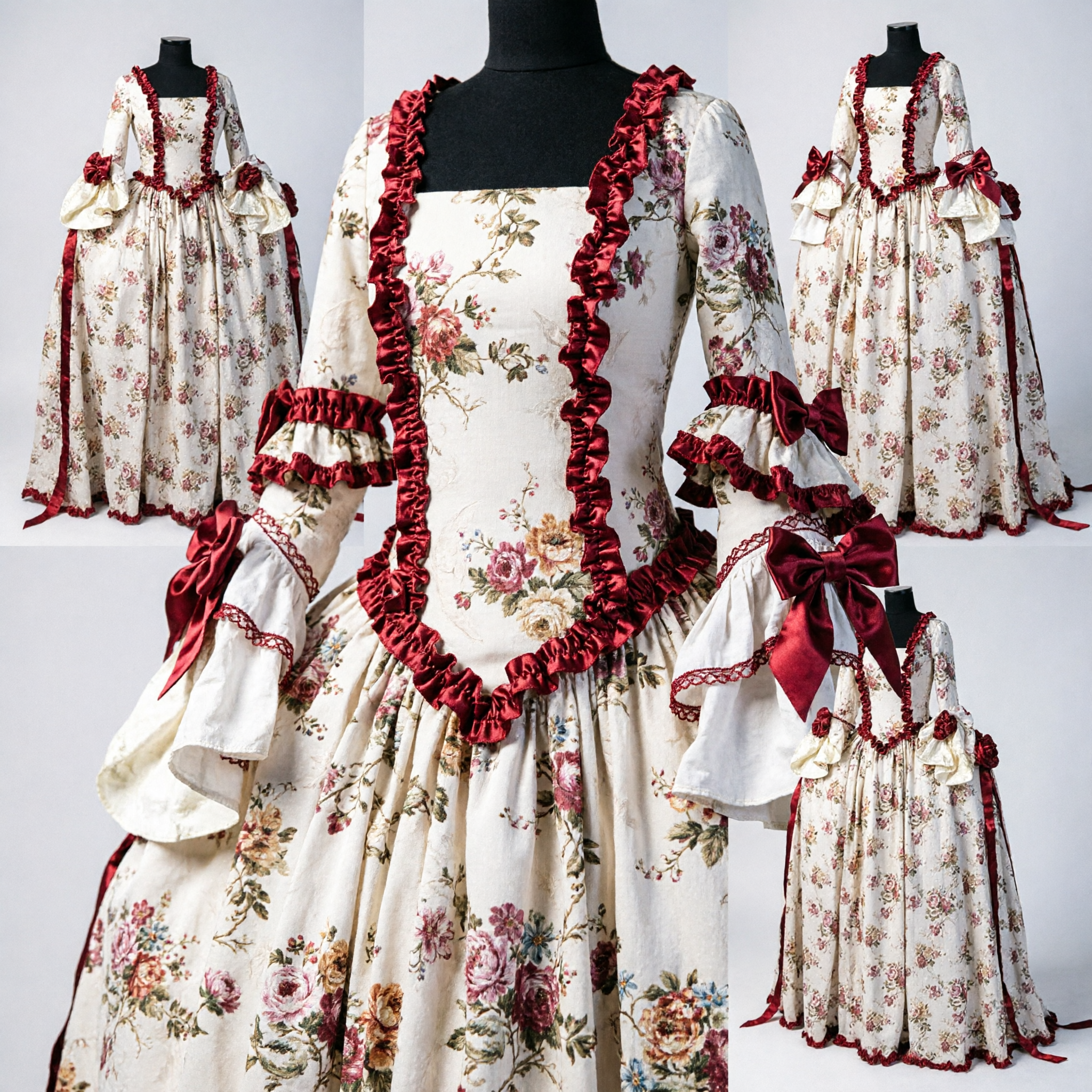 Women's Rococo Marie Antoinette Floral Ball Gown 18th Century Historical Costume for Cosplay Theater