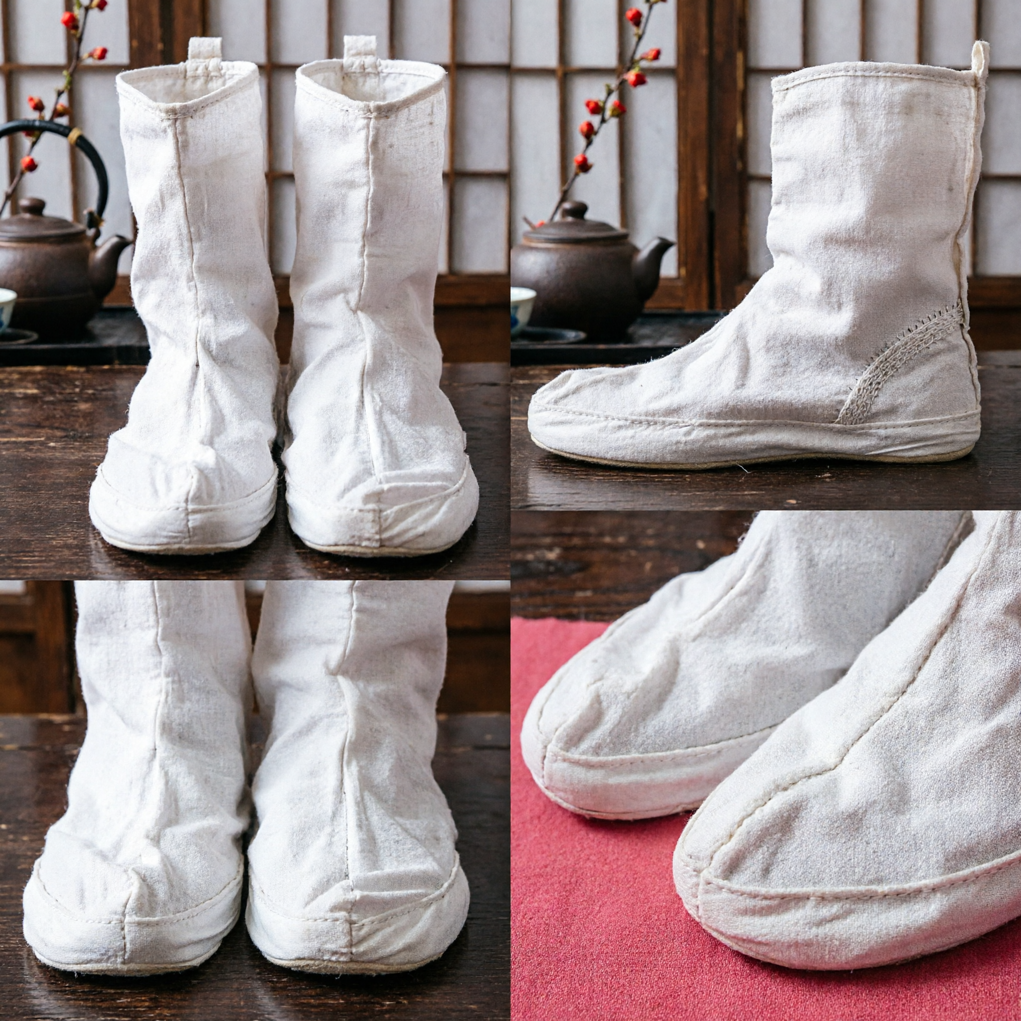 Traditional Chinese White Cloth Boots High Top Kung Fu Martial Arts Hanfu Costume Footwear for Men