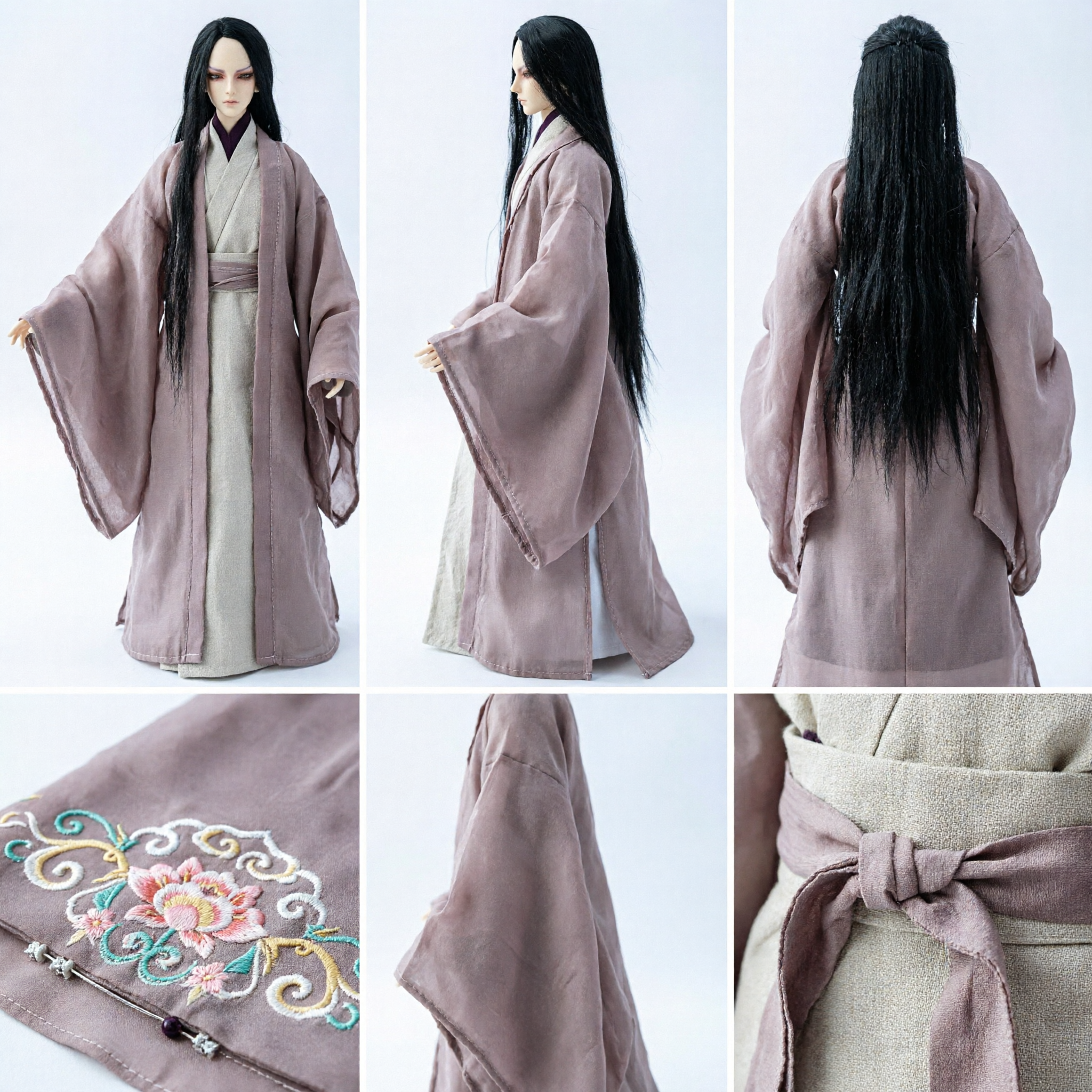 Traditional Chinese Hanfu Costume for Male BJD Dolls Ancient Scholar Robe Wuxia Fantasy Outfit