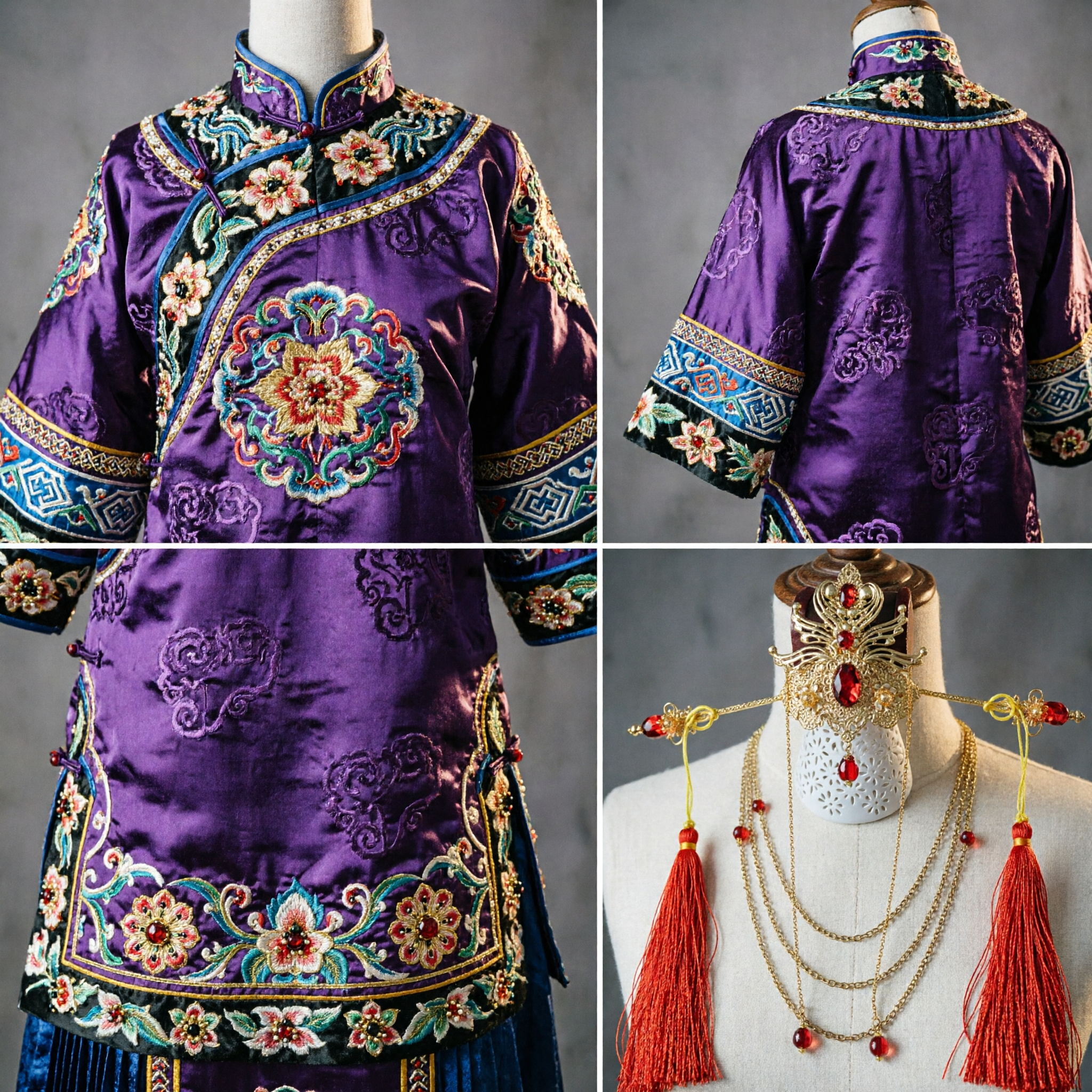 Exquisite Tang Dynasty Style Gold Phoenix Crown Hair Accessory with Red Tassels for Hanfu Wedding Bride Costume