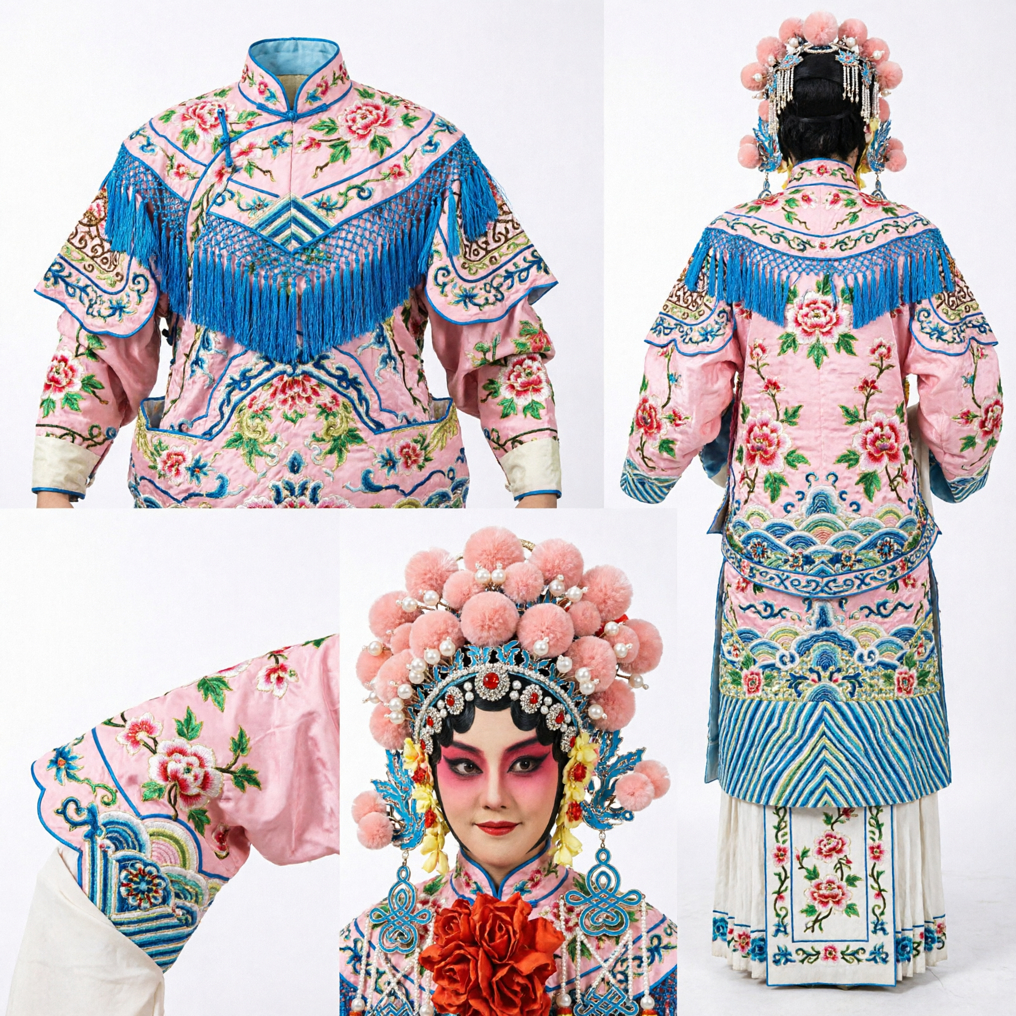Complete Peking Opera Female Warrior Costume Set Embroidered Robe Headdress Flags for Women Stage Performance
