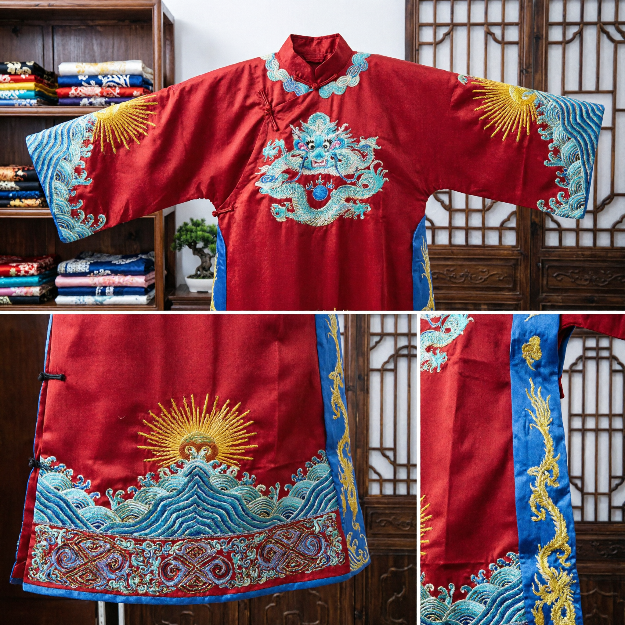Traditional Chinese Red Dragon Robe Embroidered Beijing Opera Costume for Stage Performance and Cultural Ceremonies