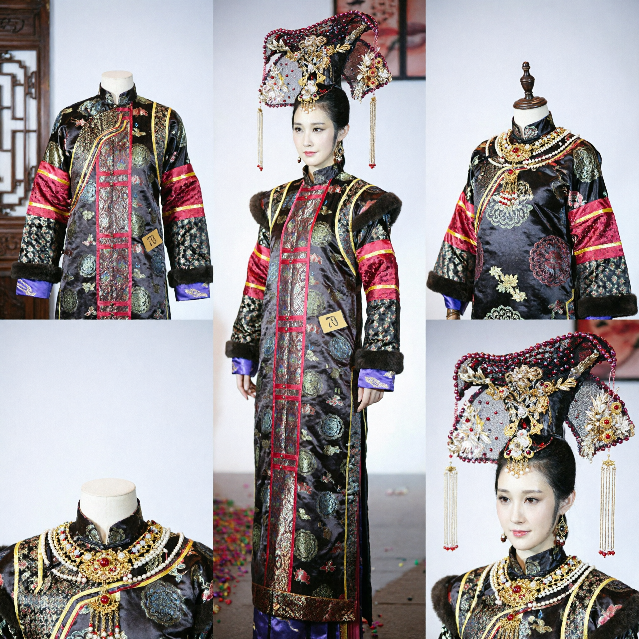 Traditional Chinese Qing Dynasty Empress Costume Manchu Princess Robe for Women Stage Performance Cosplay Dress