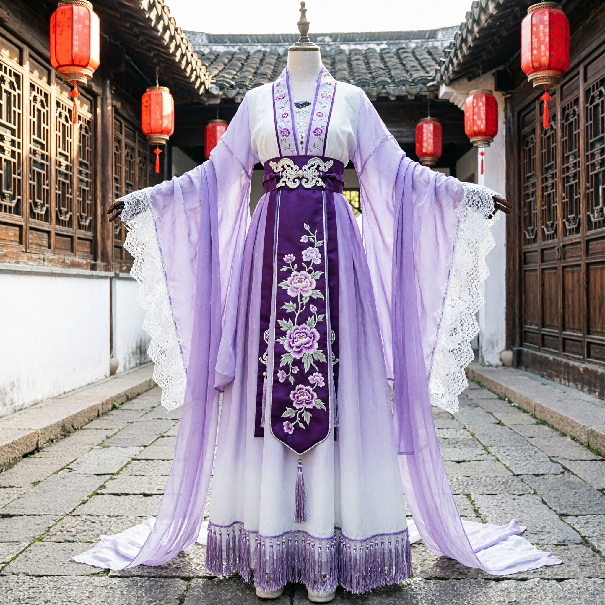 Purple and White Traditional Chinese Hanfu Costume Ancient Scholar Xianxia Cosplay Outfit for Men and Women