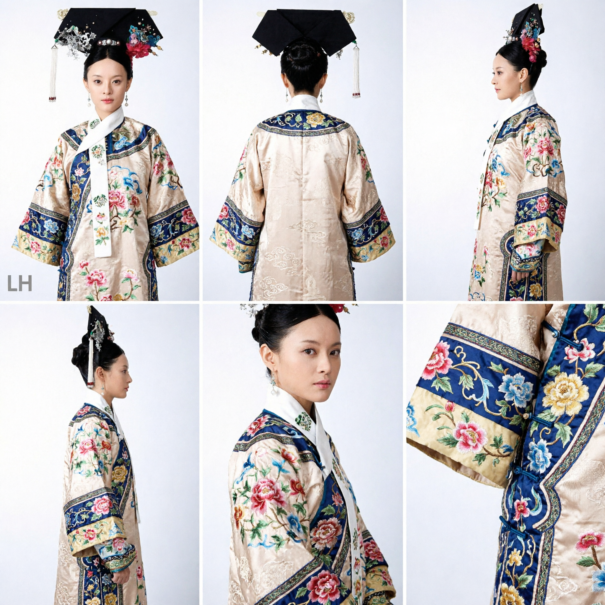 Exquisite Qing Dynasty Manchu Empress Headdress Traditional Chinese Palace Hairpiece with Floral Ornaments for Women