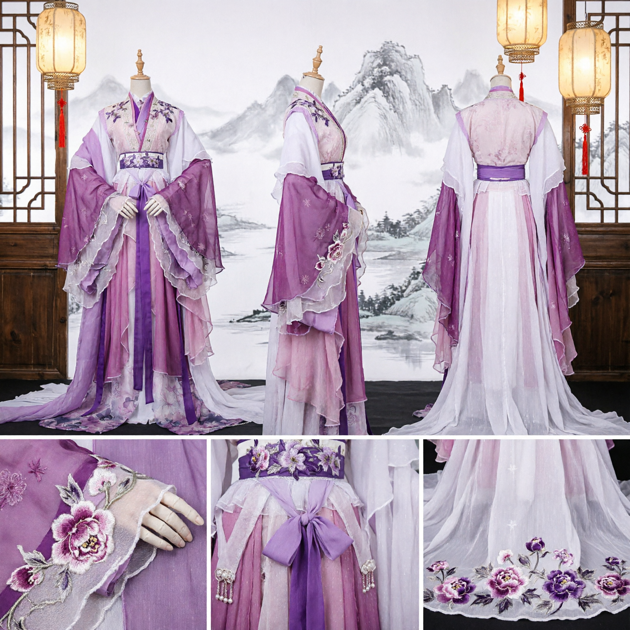 Elegant Purple Gradient Hanfu Ancient Chinese Traditional Costume Fairy Dress for Women Stage Performance