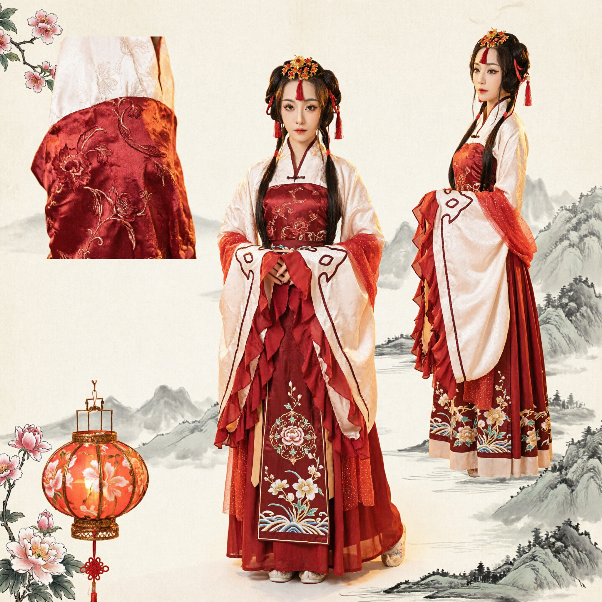 Traditional Chinese Hanfu Ancient Palace Lady Red Wedding Dress Elegant Cosplay Costume for Women