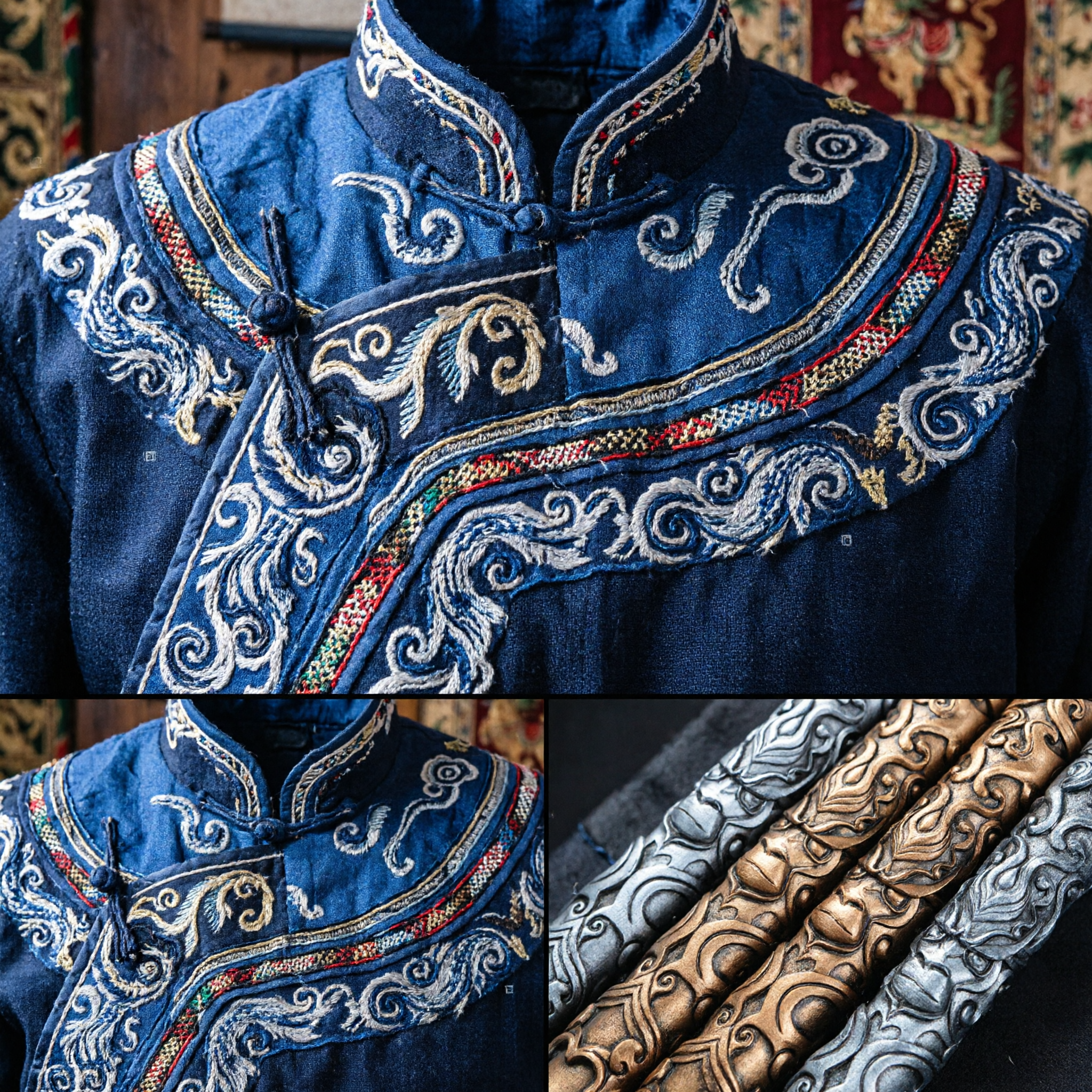 Traditional Chinese Metal Sword Scabbard Solid Copper Bronze Carved Cloud Pattern Sheath for Martial Arts Wushu Hanfu Props