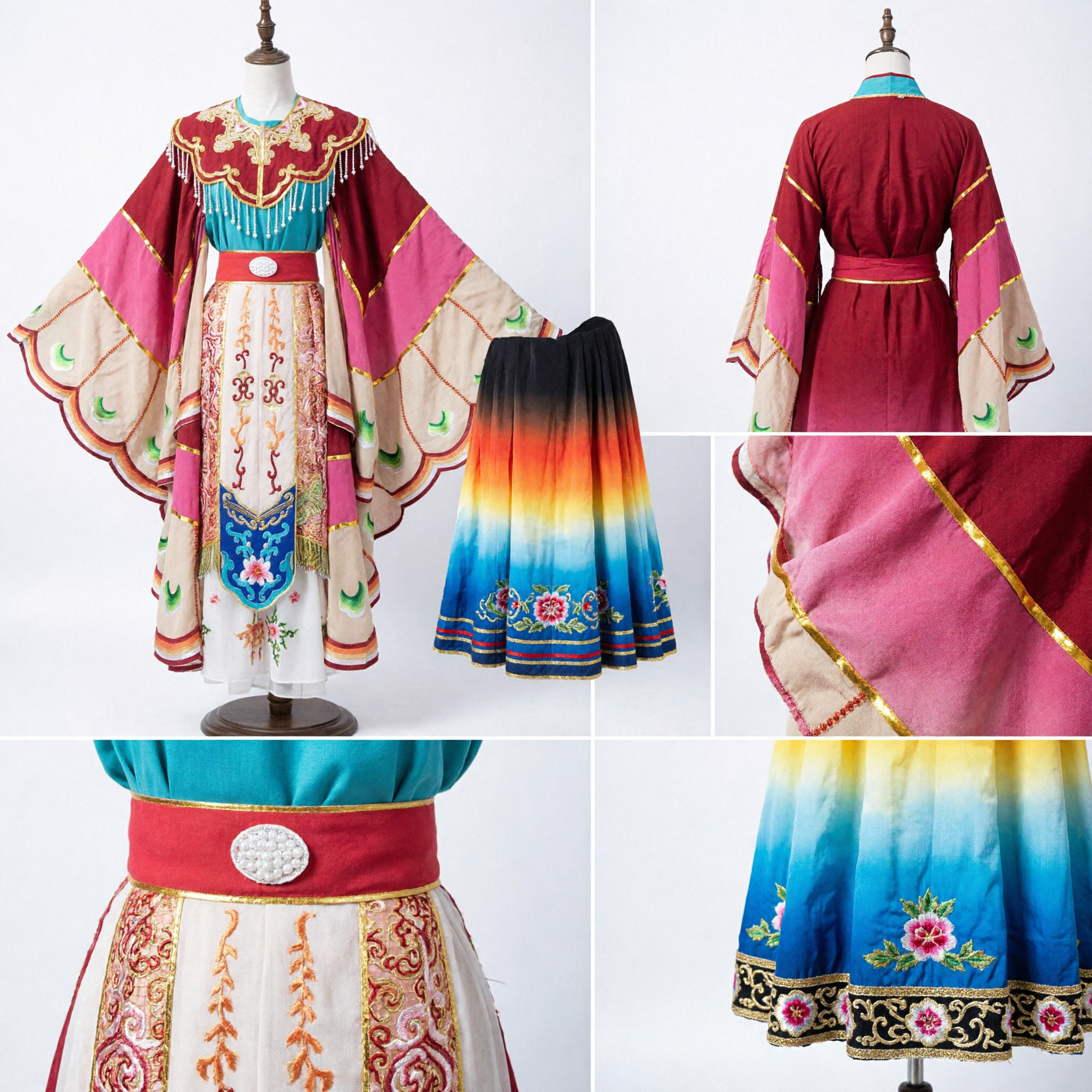 Traditional Chinese Peking Opera Costume Female Dan Role Embroidery Stage Performance Dress with Elaborate Wings