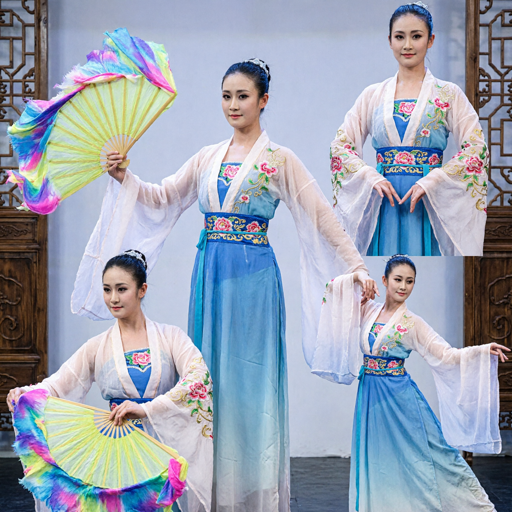 Traditional Chinese Folk Dance Dress Women Classical Fan Dance Costume Stage Performance Outfit