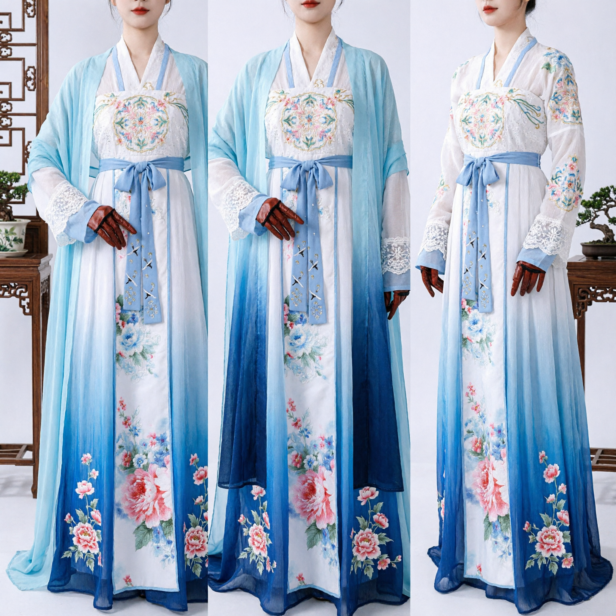 Elegant Blue Traditional Chinese Hanfu Costume Ancient Fairy Dress Embroidered Cosplay Outfit for Women