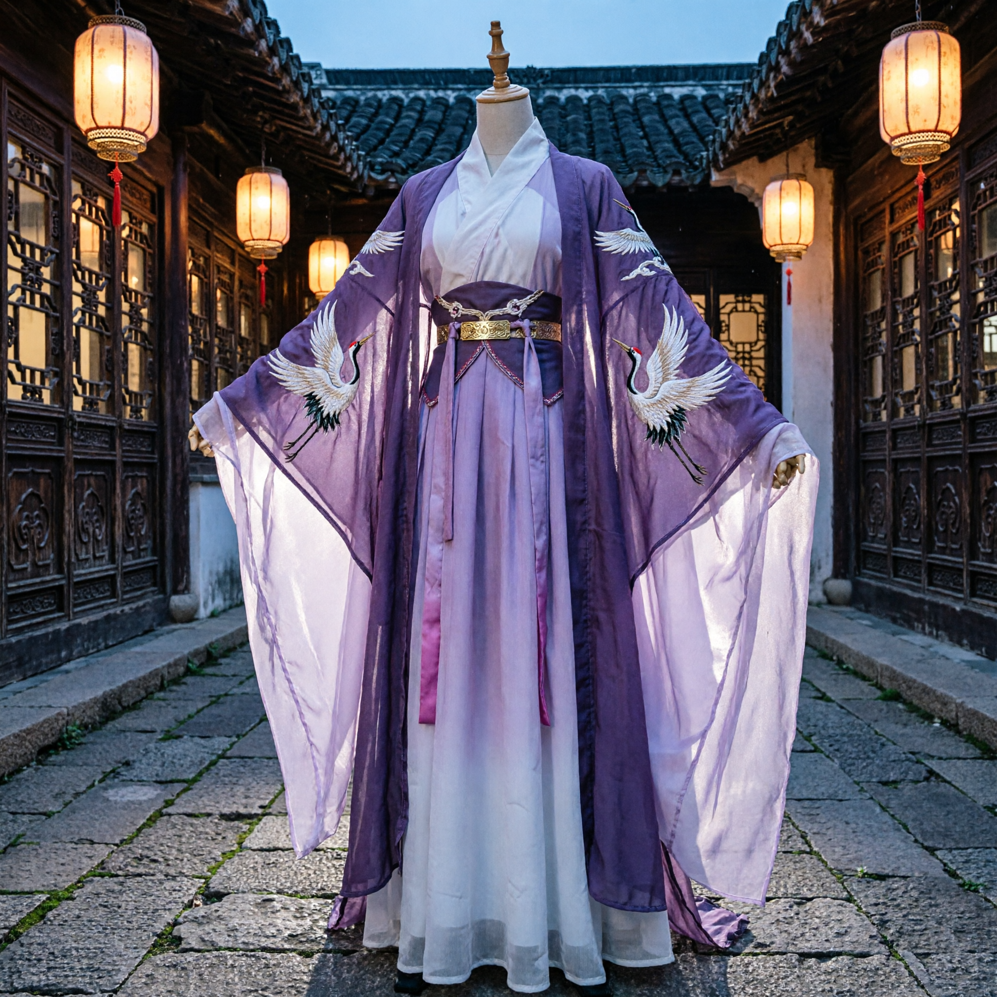 Traditional Chinese Purple Gradient Hanfu Ancient Costume Tang Dynasty Dress for Women Cosplay Performance