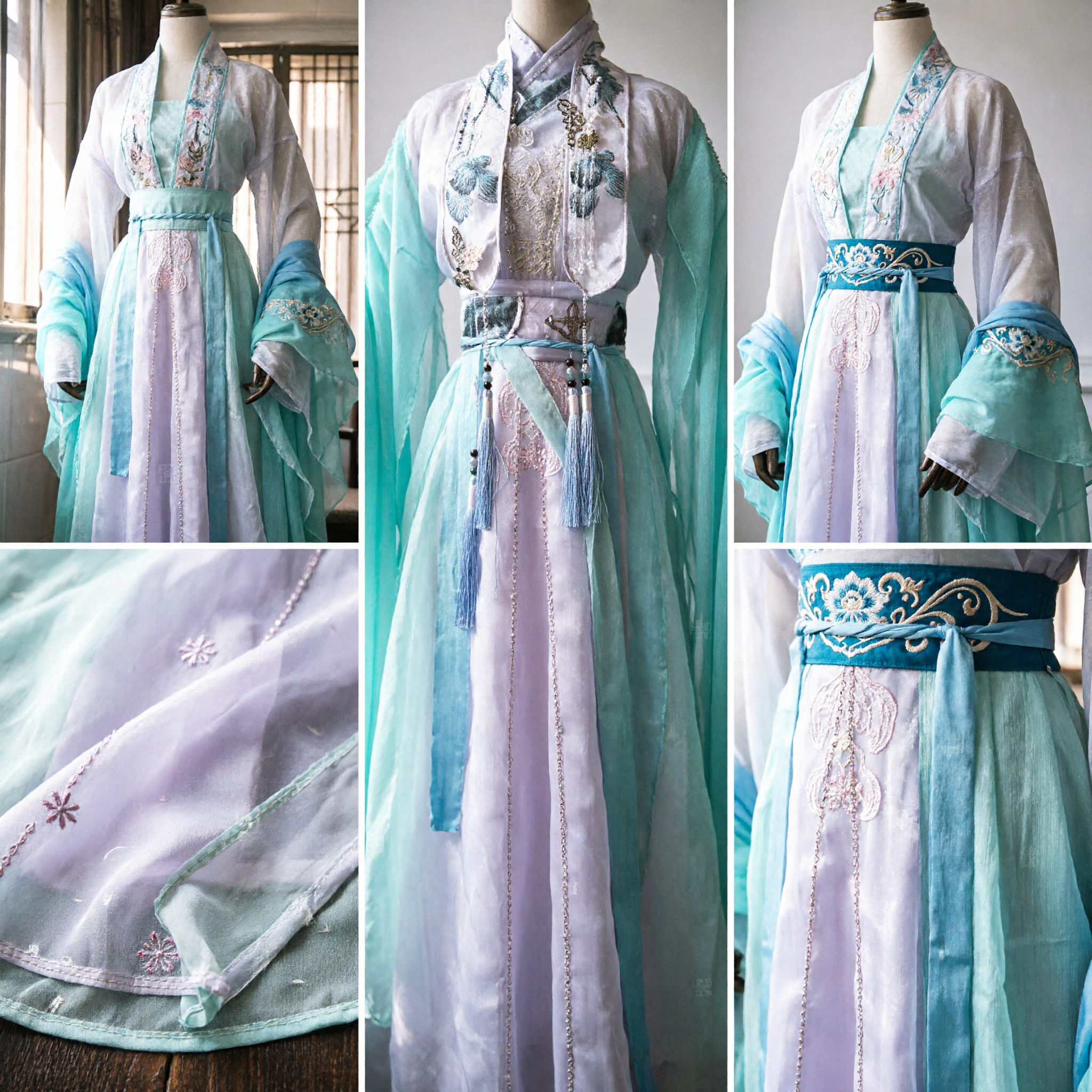 Traditional Chinese Hanfu Ancient Costume Green Wide Sleeve Robe for Men Women Cosplay Drama