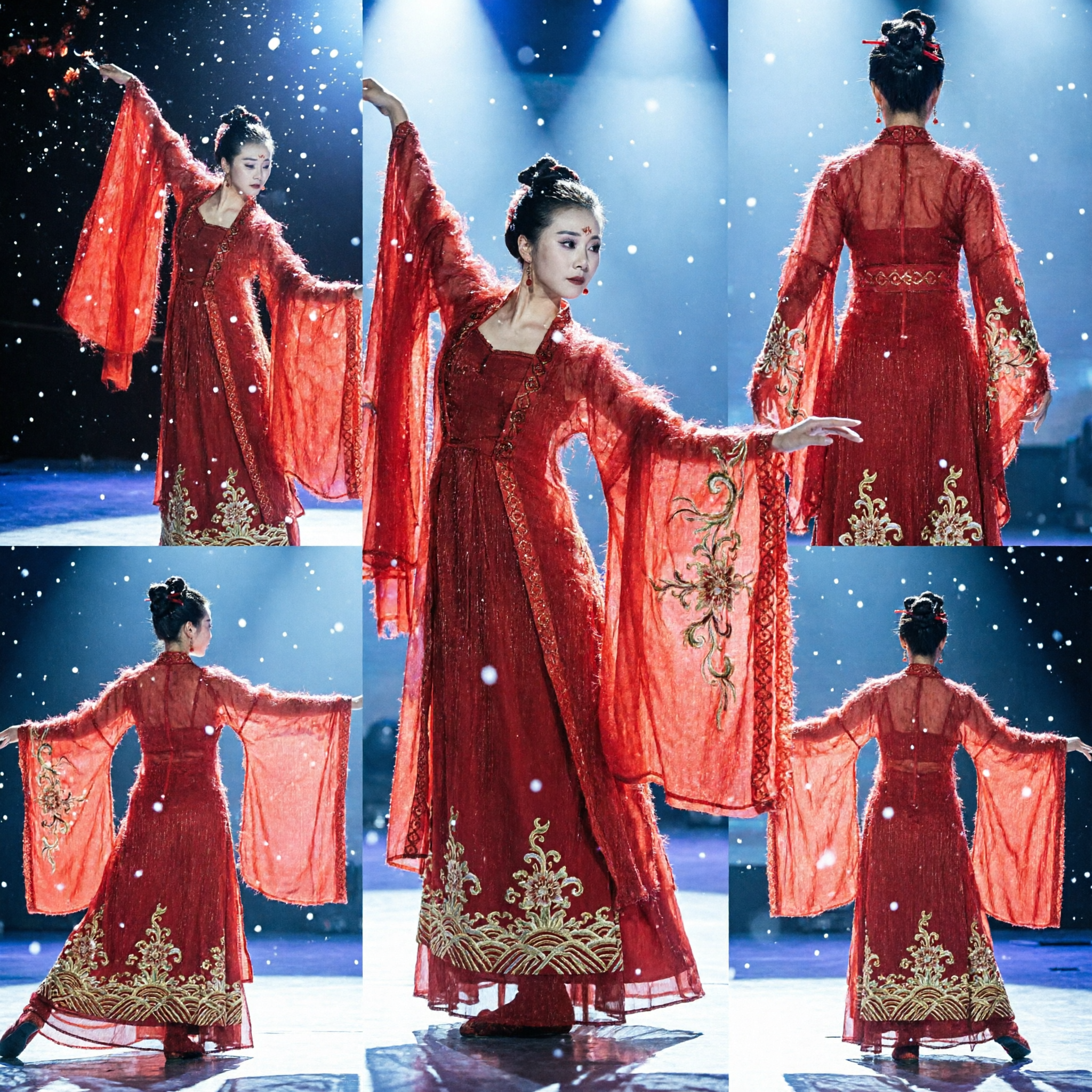 Elegant Red Traditional Chinese Hanfu Dress Ancient Palace Costume for Women Classical Dance Performance