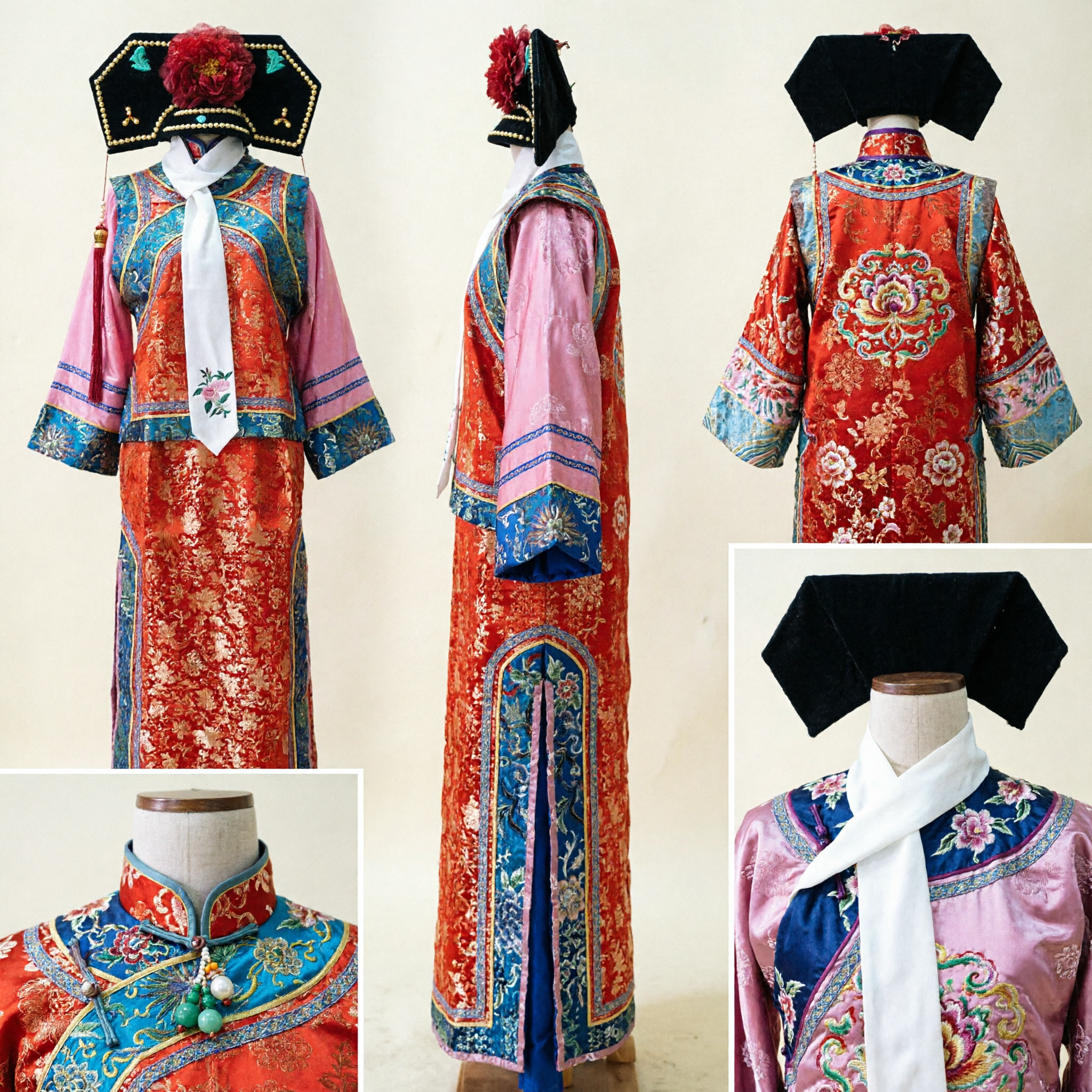 Chinese Traditional Peking Opera Official Costume Red Embroidered Robe Qing Dynasty Magistrate Stage Performance Outfit