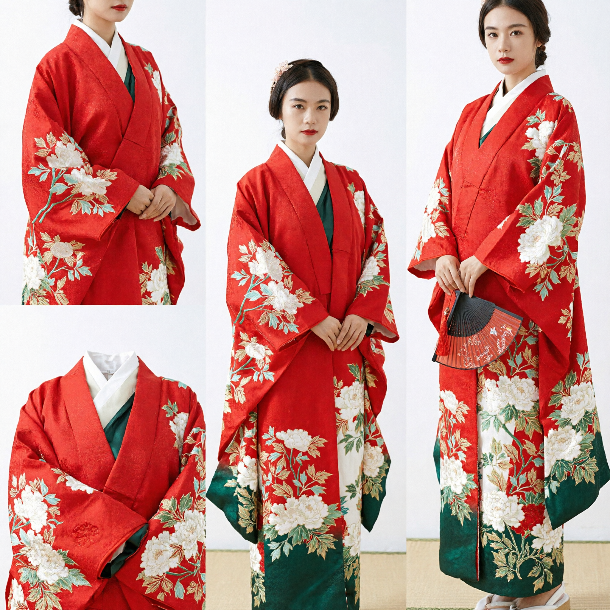 Women's Traditional Chinese Red Hanfu Wedding Dress with Floral Embroidery for Performance and Cosplay