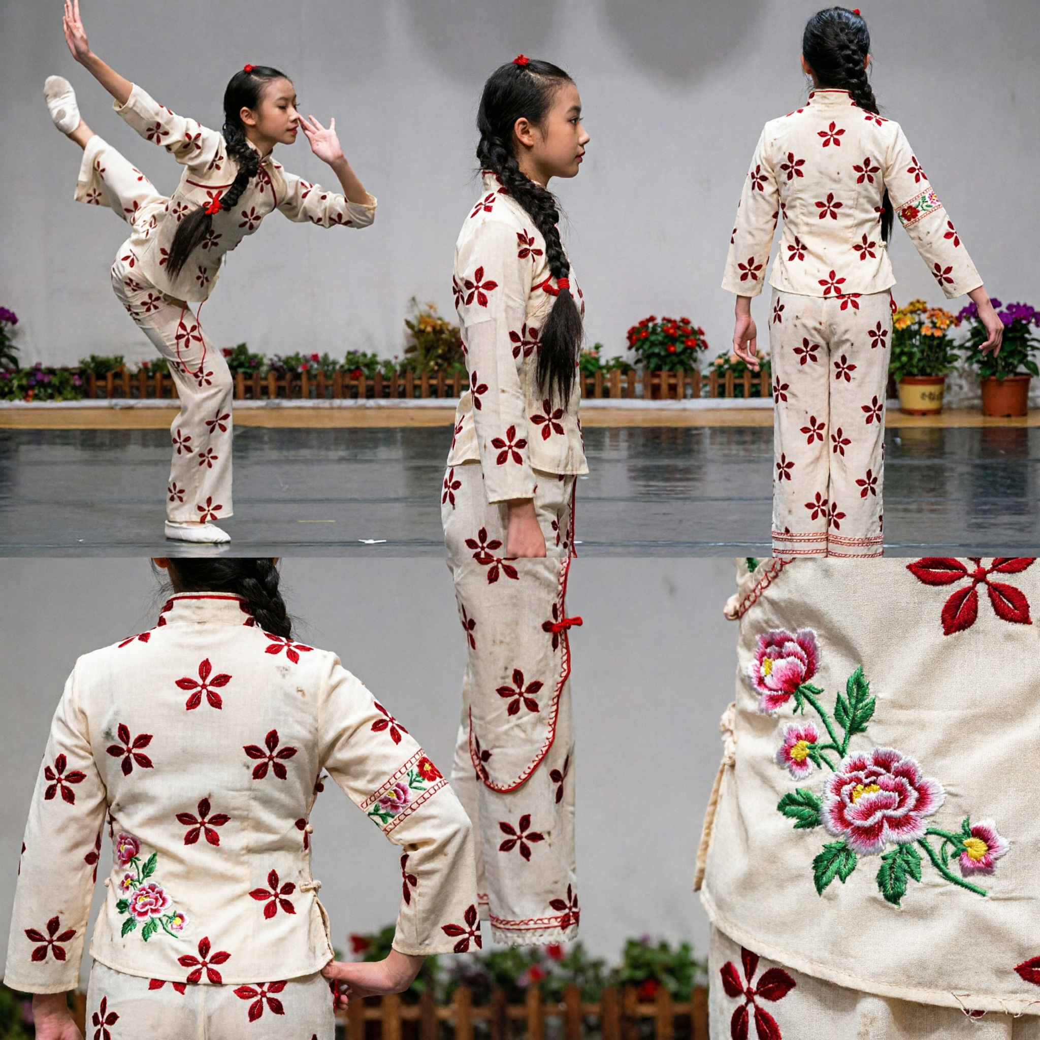 Traditional Chinese Floral Kung Fu Uniform Girls Wushu Martial Arts Costume Folk Dance Performance Outfit