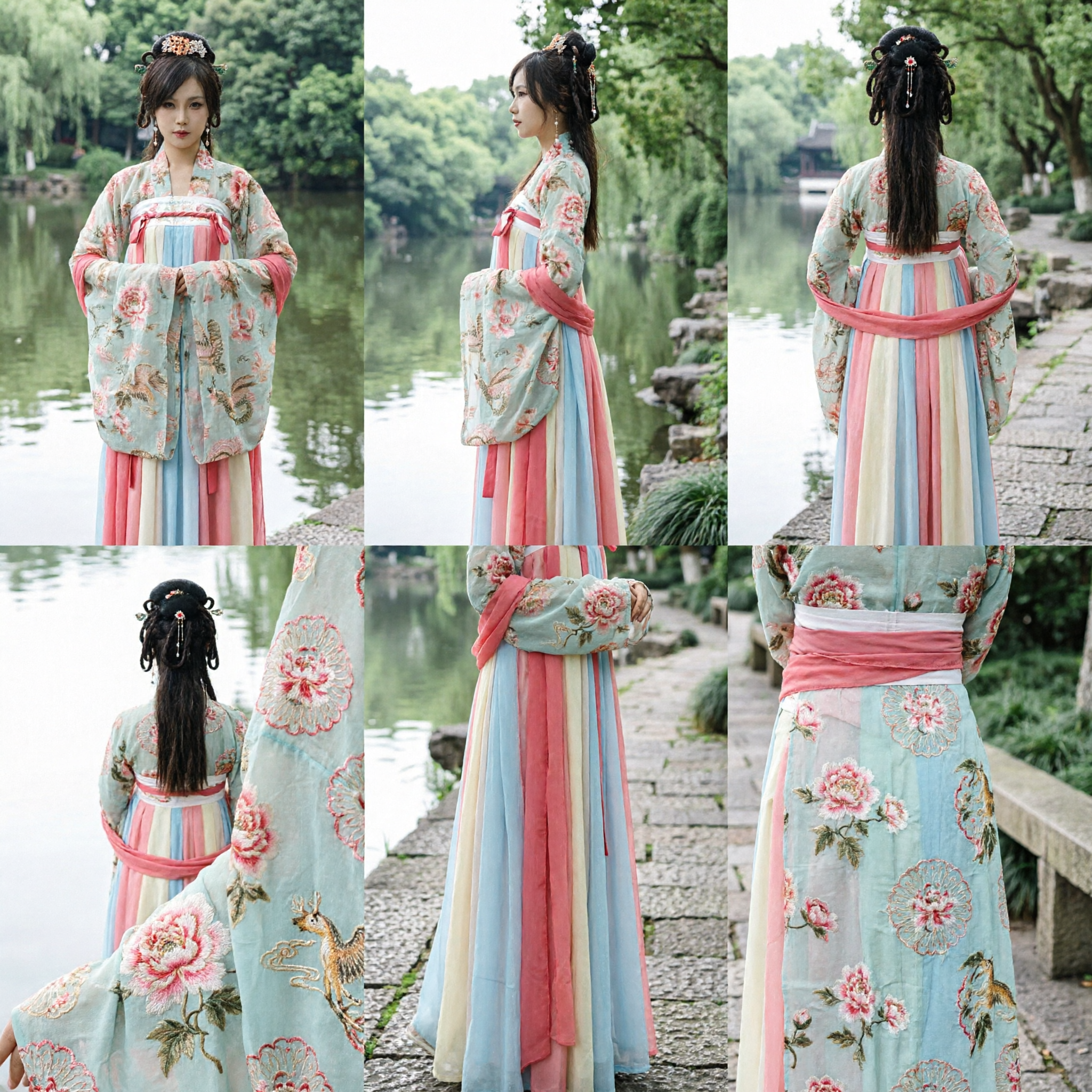 Elegant Traditional Chinese Tang Dynasty Hanfu Dress Women Ancient Embroidered Costume for Photography and Cultural Events