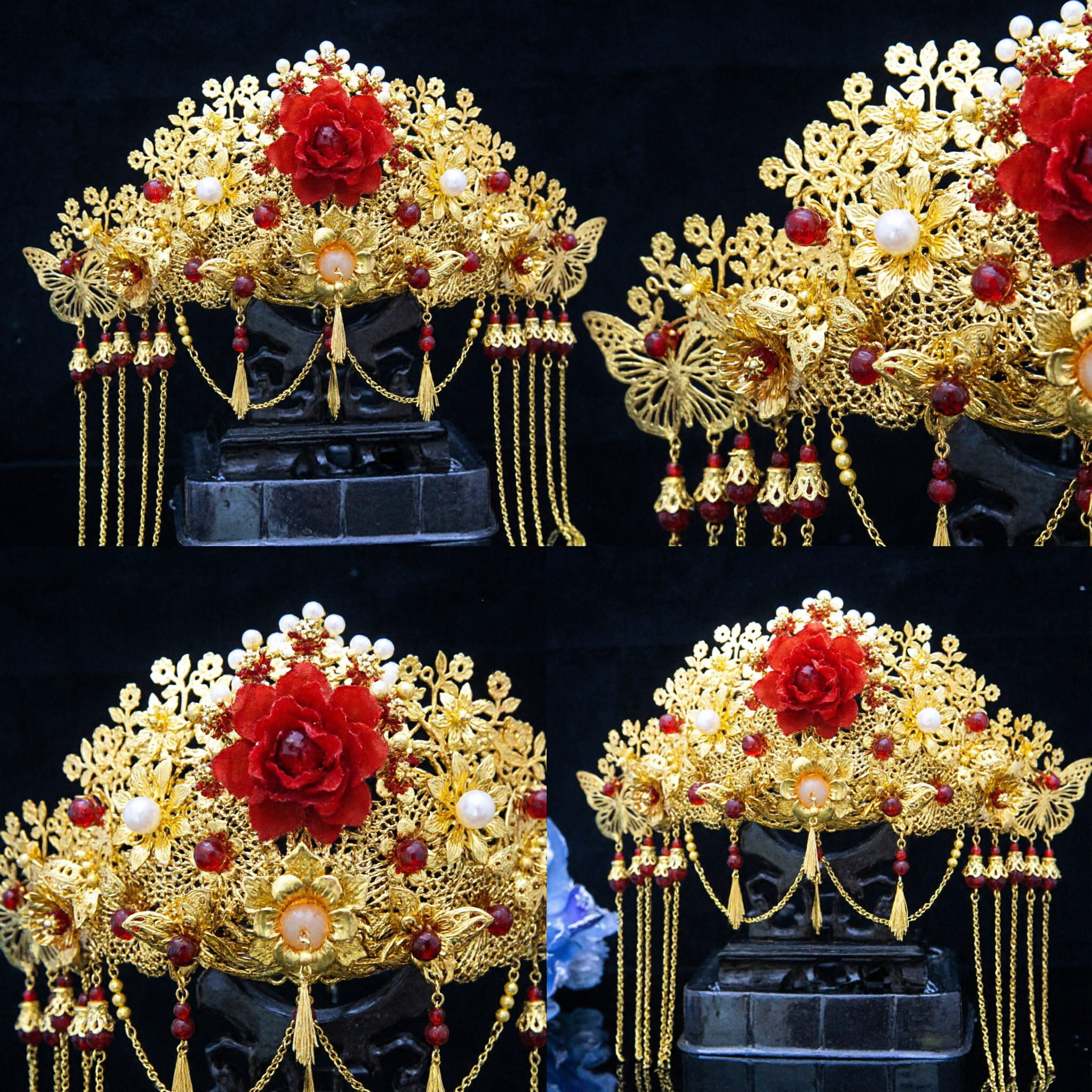 Traditional Chinese Gold Phoenix Crown Bridal Hair Accessory Ancient Palace Style Hanfu Wedding Headpiece for Women