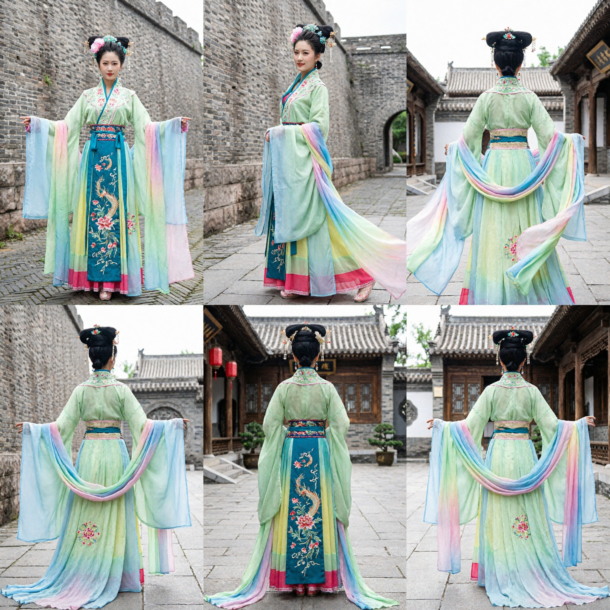 Traditional Chinese Dance Costume with Long Ribbon Sleeves Ancient Fairy Hanfu Dress for Performance