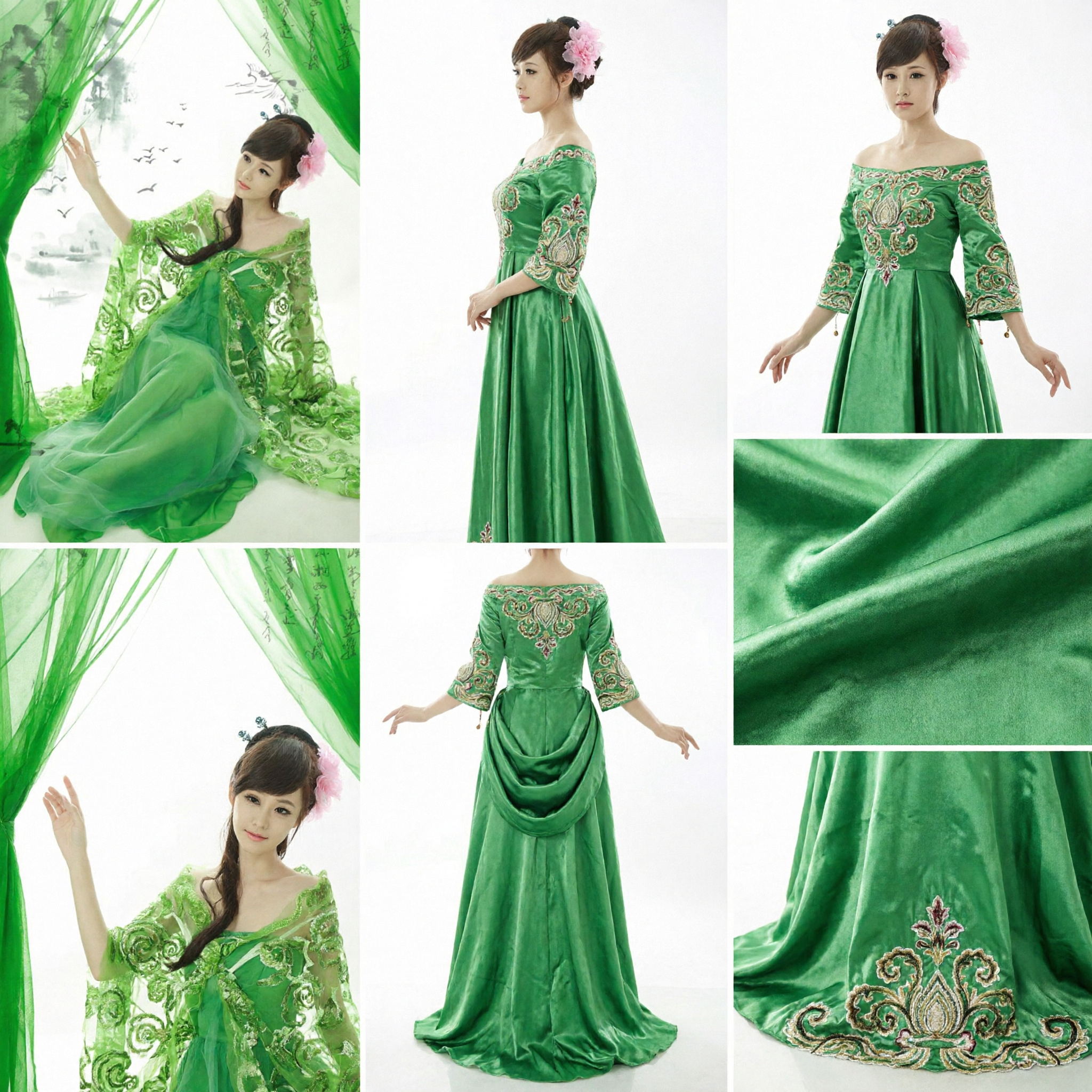 Elegant Green Traditional Chinese Hanfu Dress Women Ancient Fairy Costume for Dance Performance and Photography