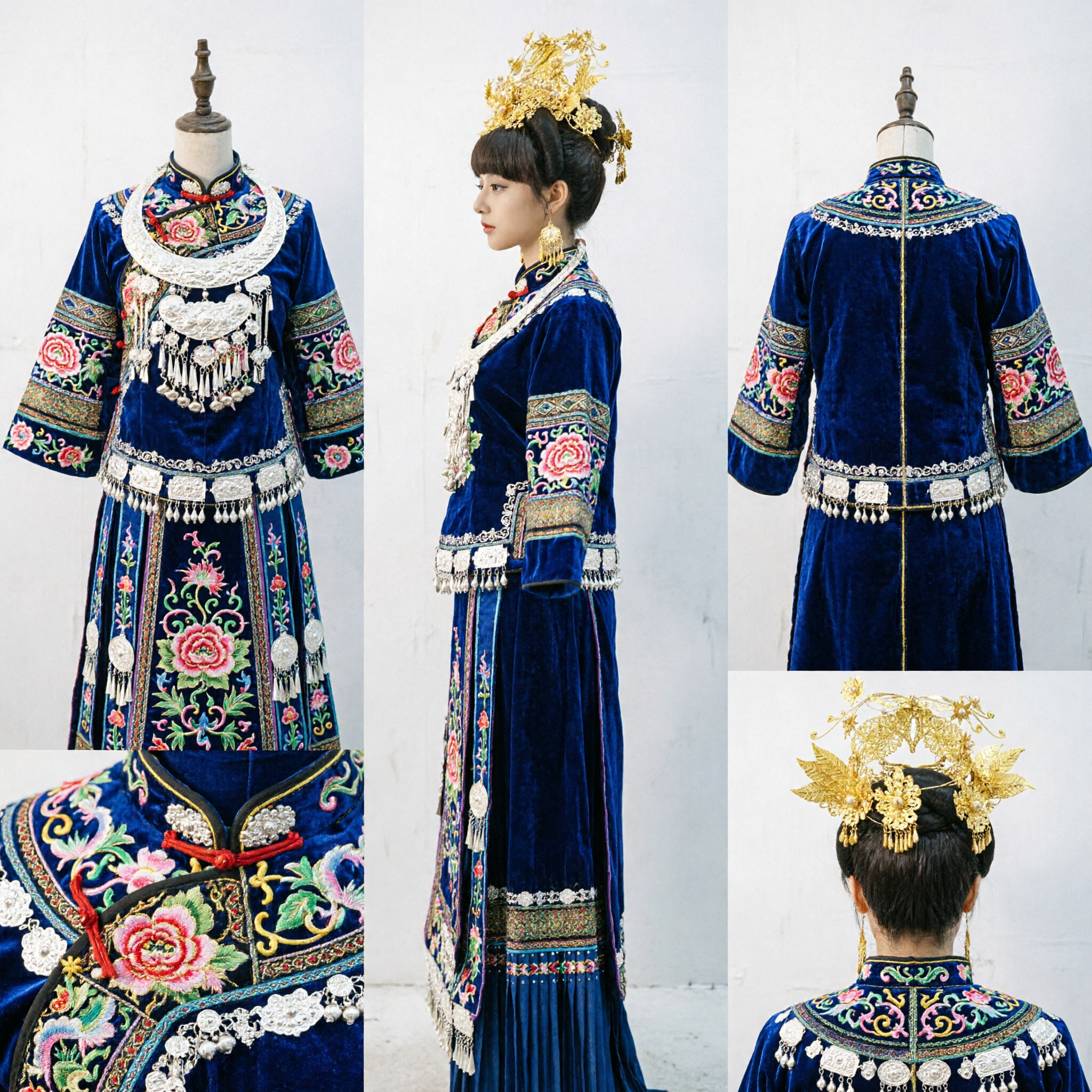 Exquisite Chinese Traditional Gold Hair Crown Ancient Palace Bridal Headpiece with Pearls for Hanfu Wedding