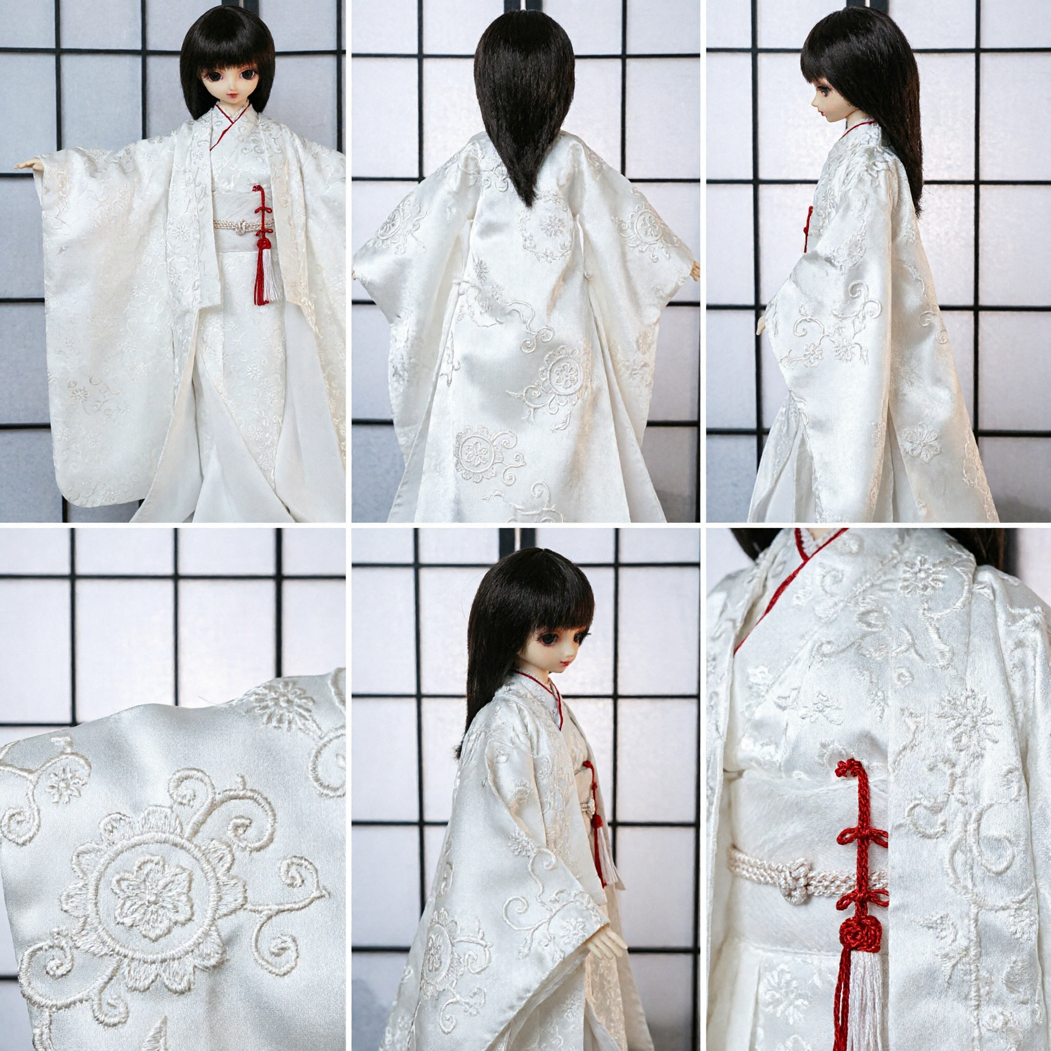 Traditional White Kimono Costume for 1/3 Scale BJD Dolls Elegant Japanese Wedding Shiromuku Dress